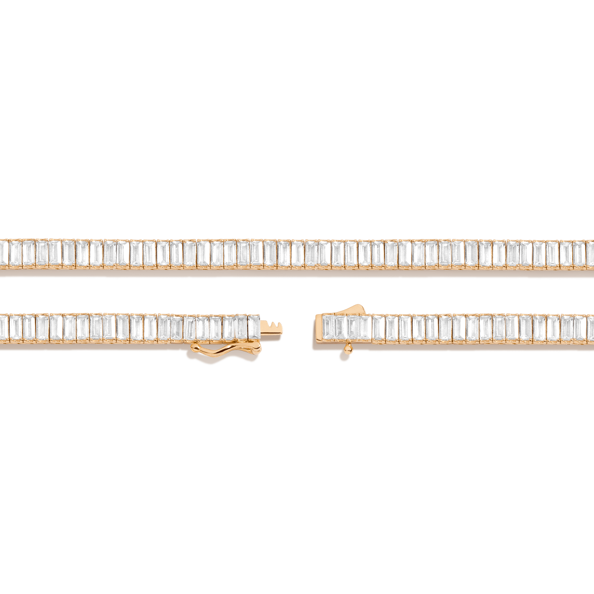 Lab Grown White Sapphire Baguette Tennis Necklace