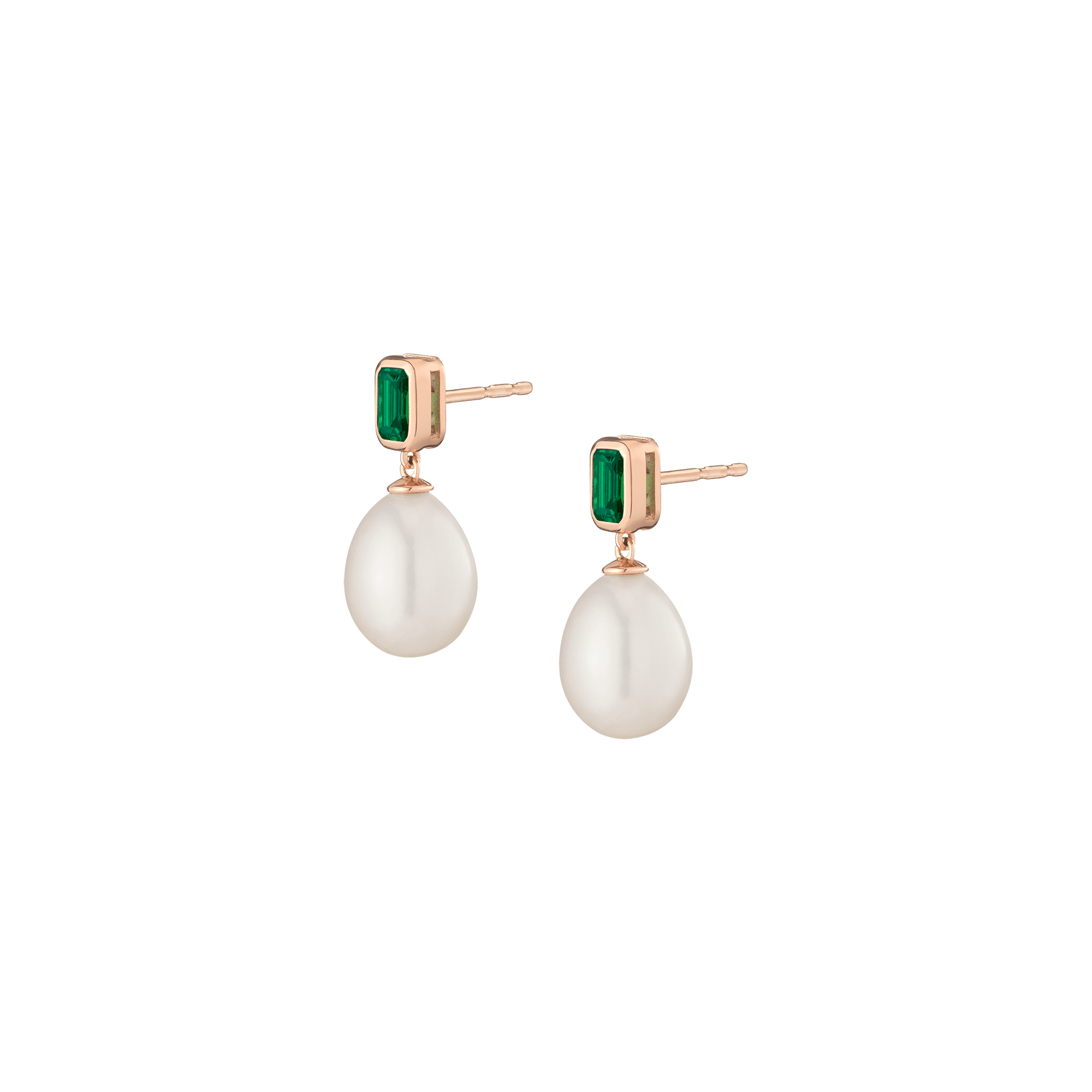 Lab Grown Emerald Heirloom Pearl Drop Earrings