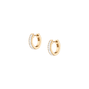 Lab Grown White Sapphire Baguette Huggie Earrings