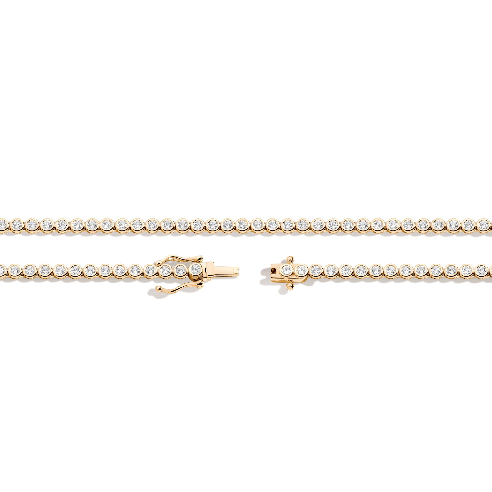 Lab Grown White Sapphire Bezel Tennis Necklace