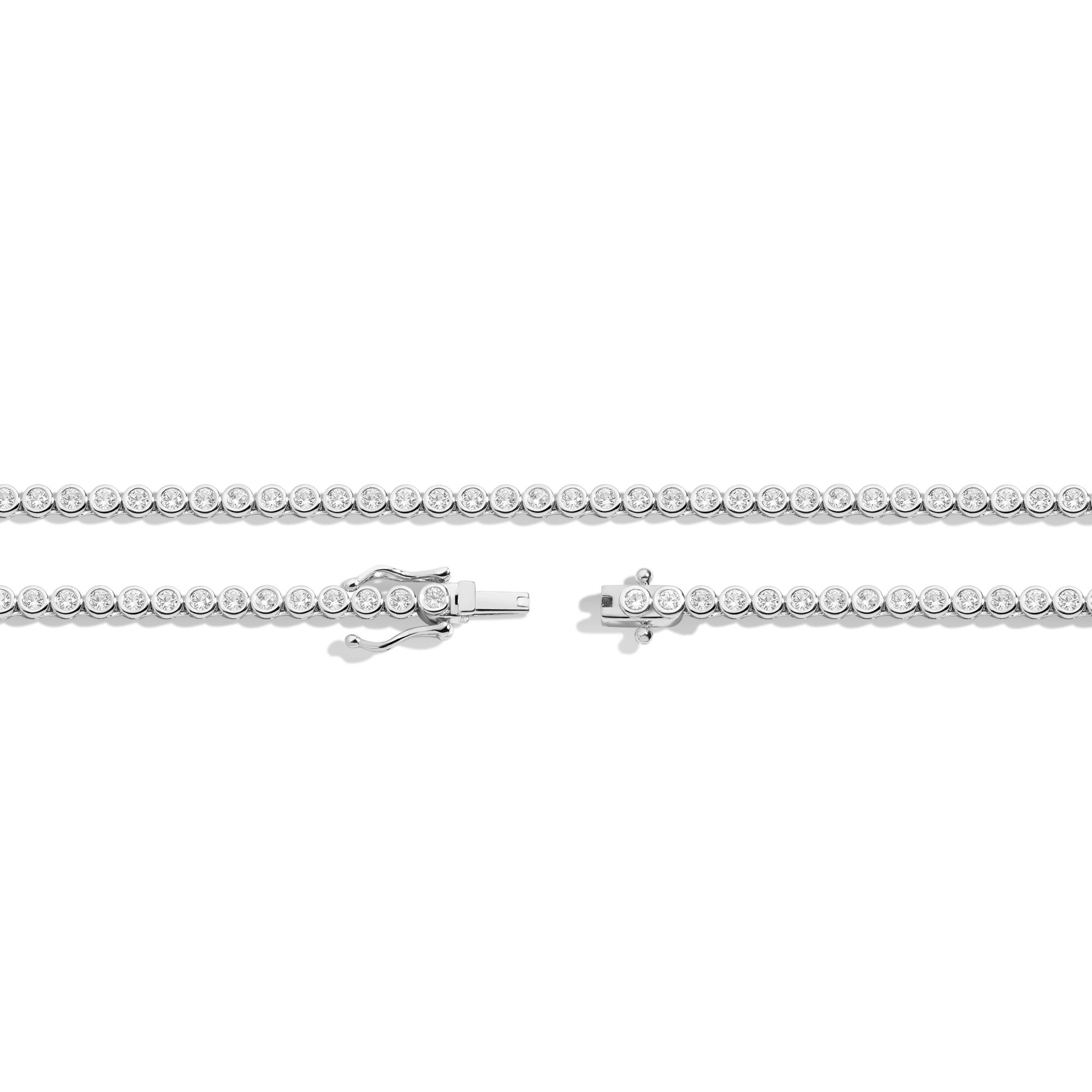 Lab Grown White Sapphire Bezel Tennis Necklace