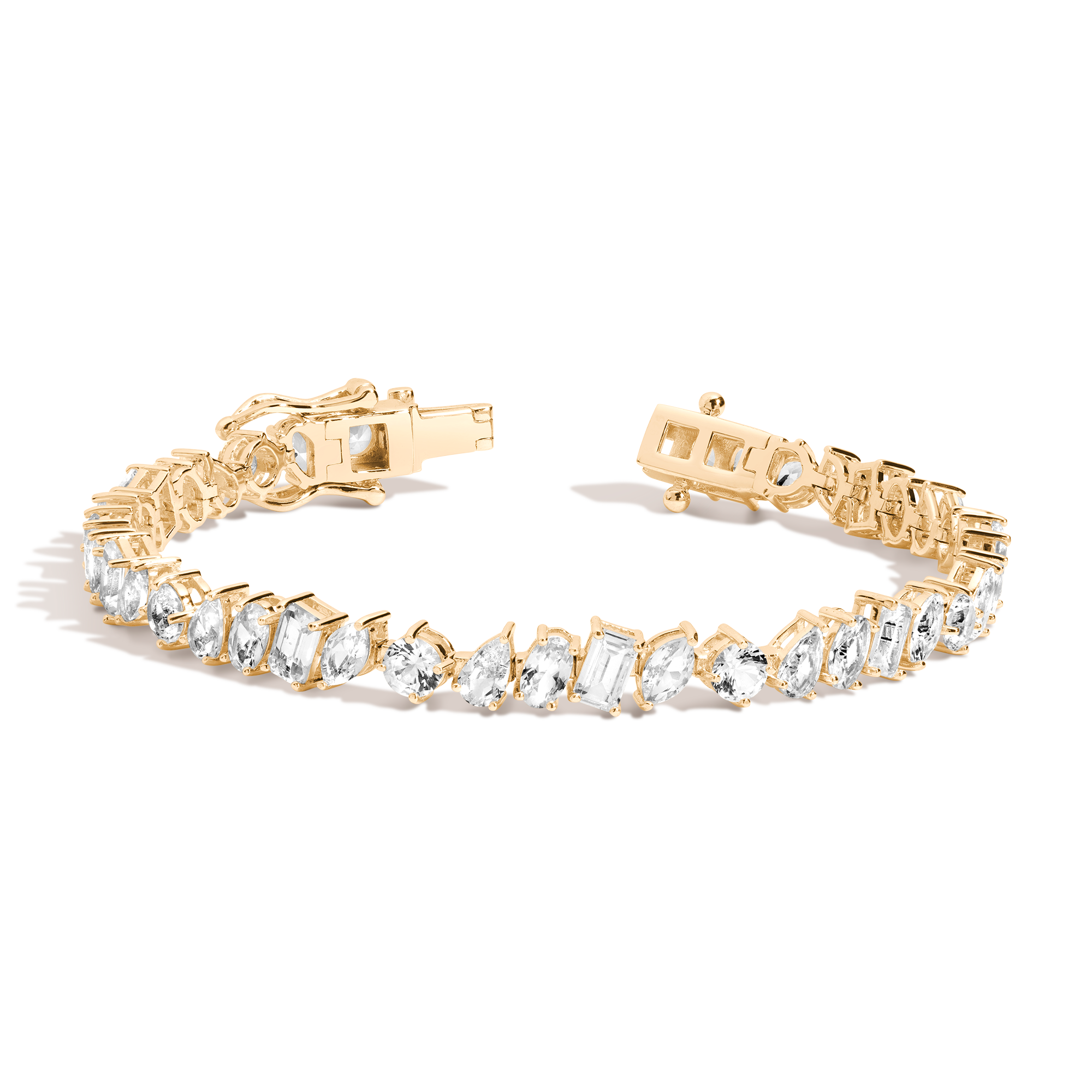 Lab Grown White Sapphire Mixed Shape Tennis Bracelet