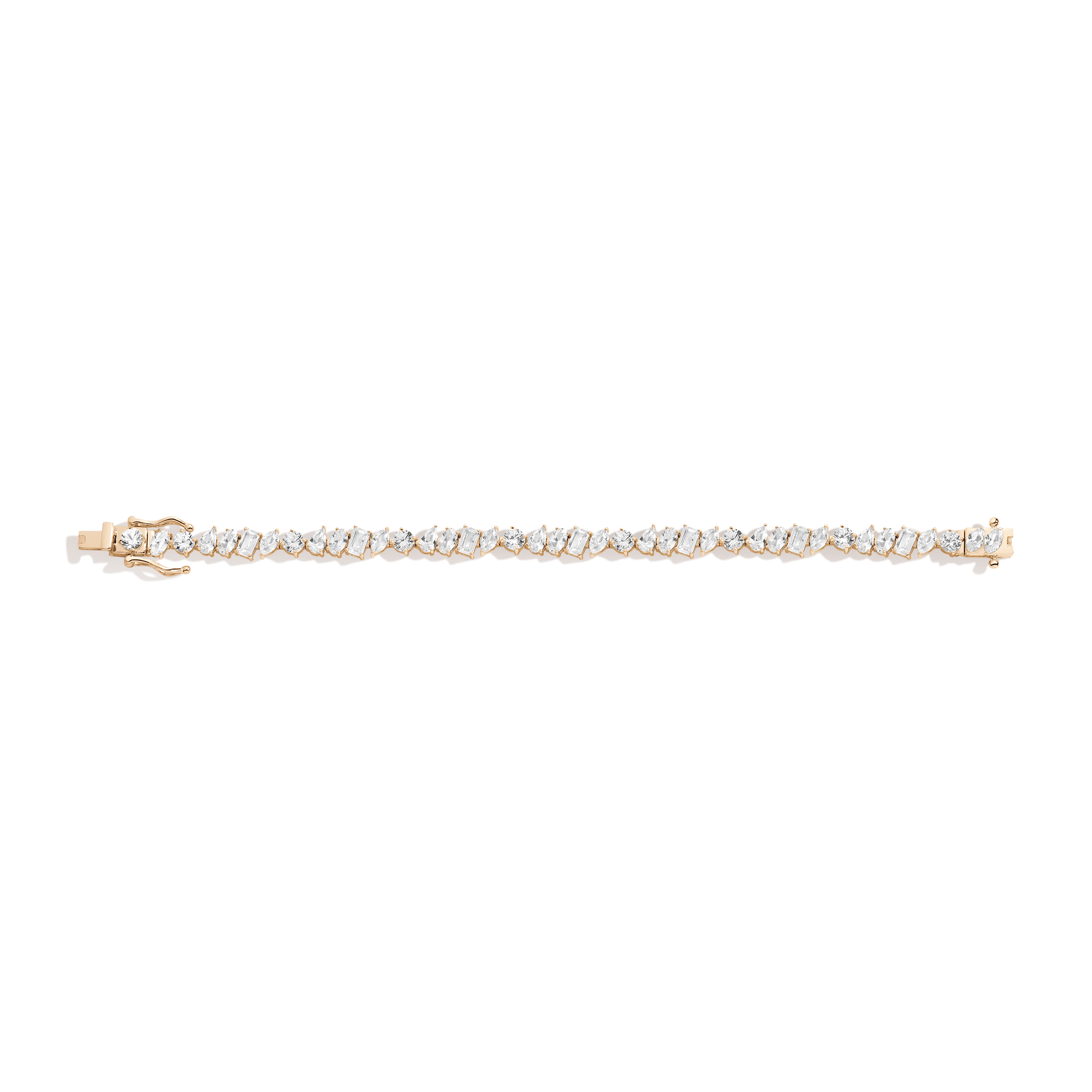Lab Grown White Sapphire Mixed Shape Tennis Bracelet