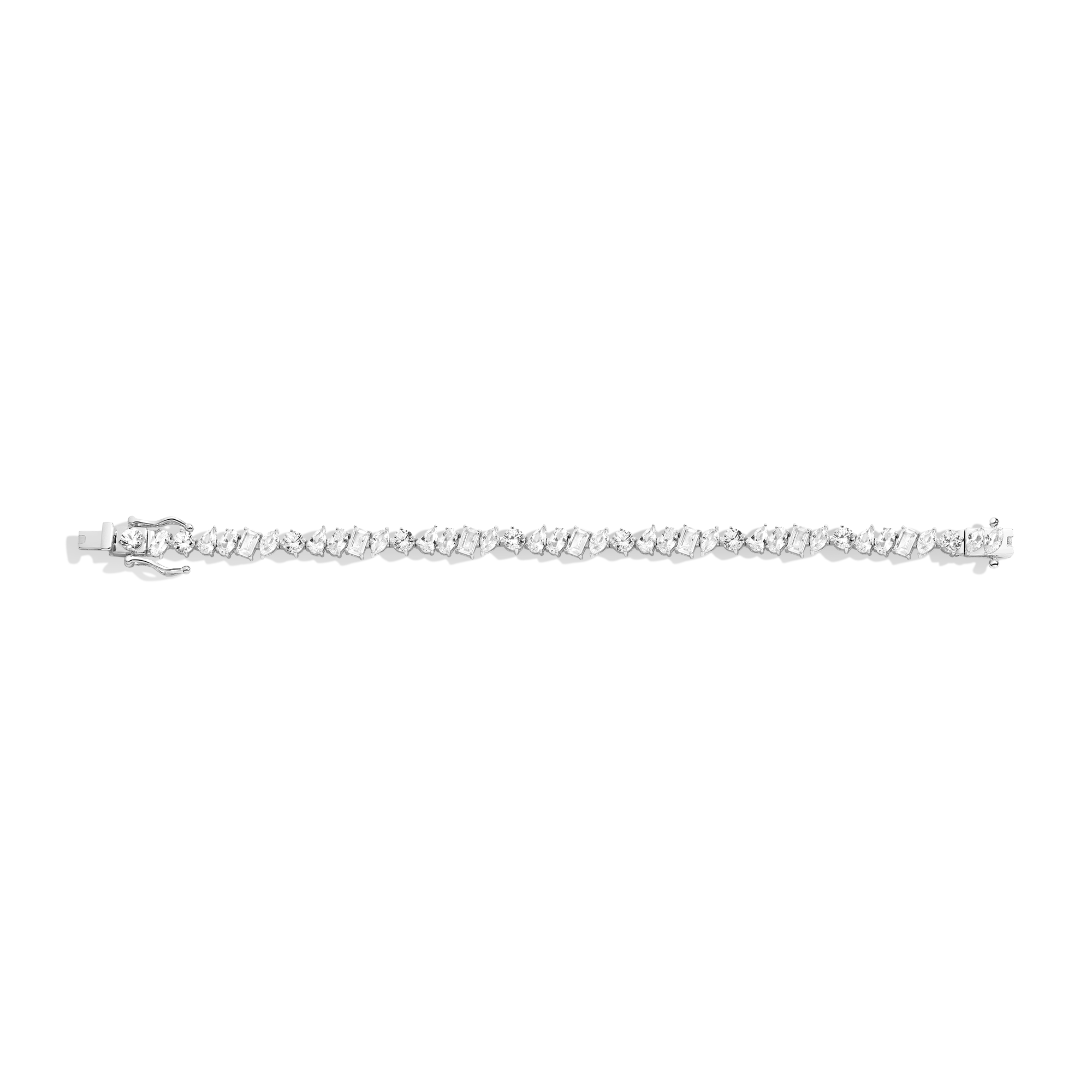 Lab Grown White Sapphire Mixed Shape Tennis Bracelet