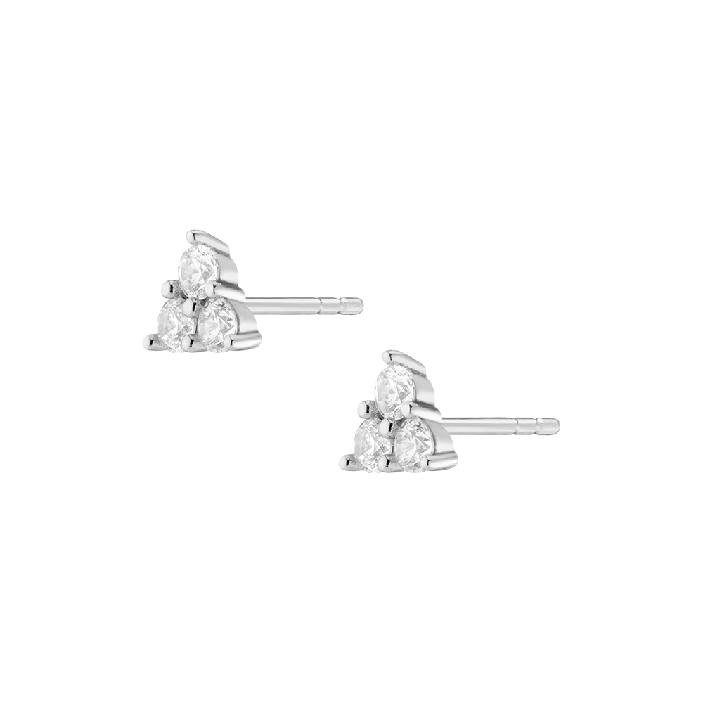 Lab Grown White Sapphire Trinity Stud Earrings
