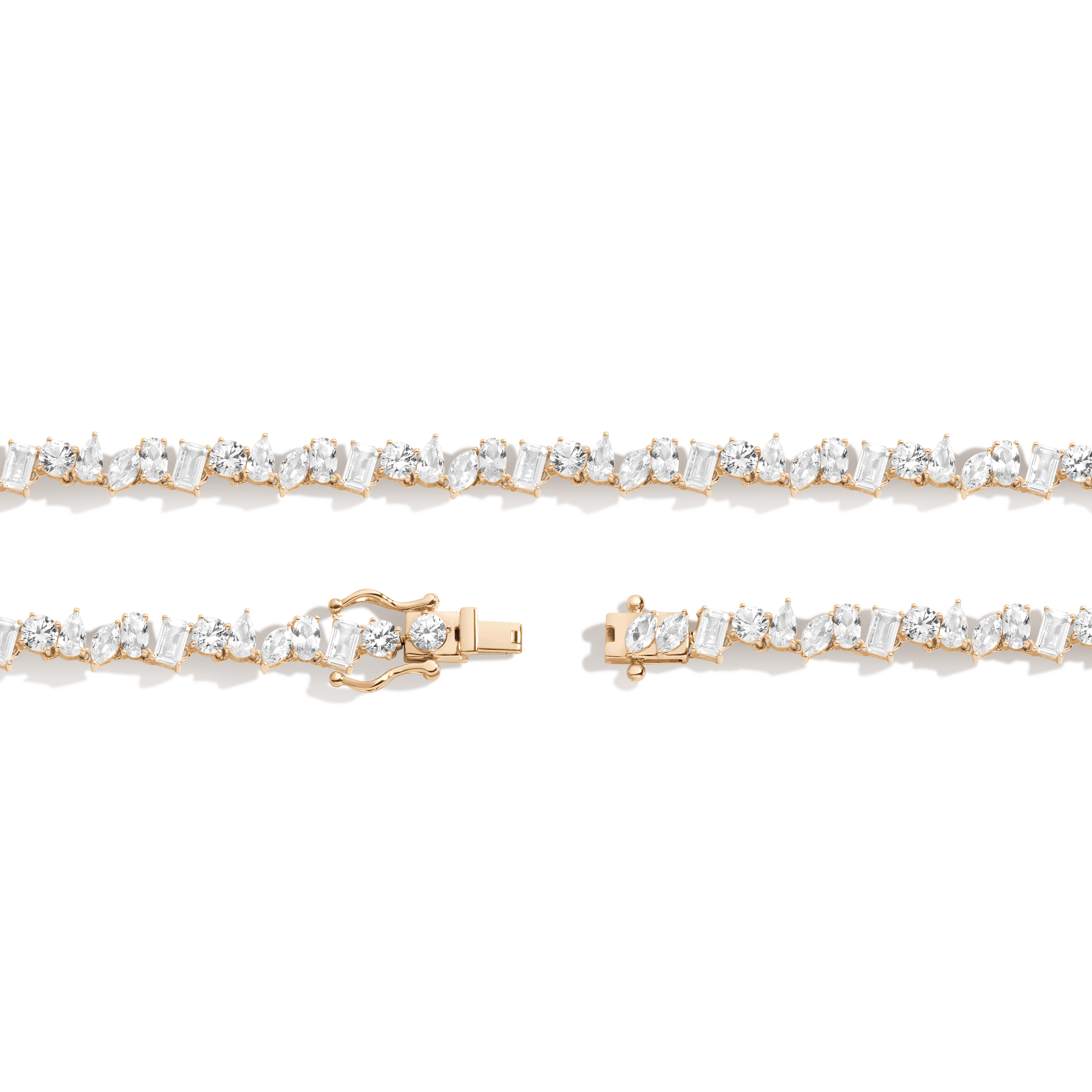 Lab Grown White Sapphire Mixed Shape Tennis Necklace