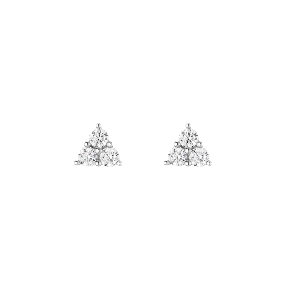 Lab Grown White Sapphire Trinity Stud Earrings