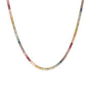 Ombré Rainbow Baguette Tennis Necklace