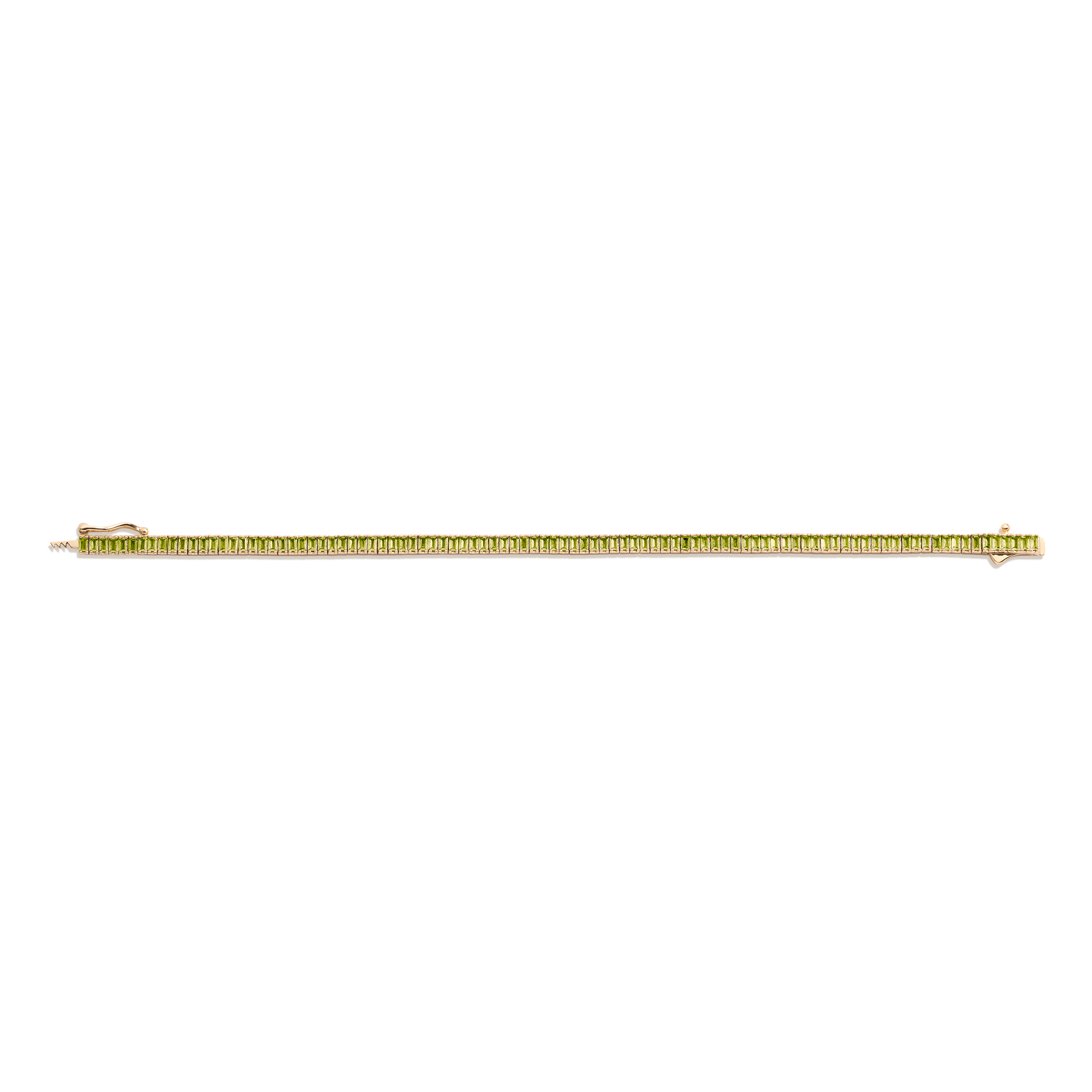 Lab Grown Green Peridot Baguette Tennis Bracelet