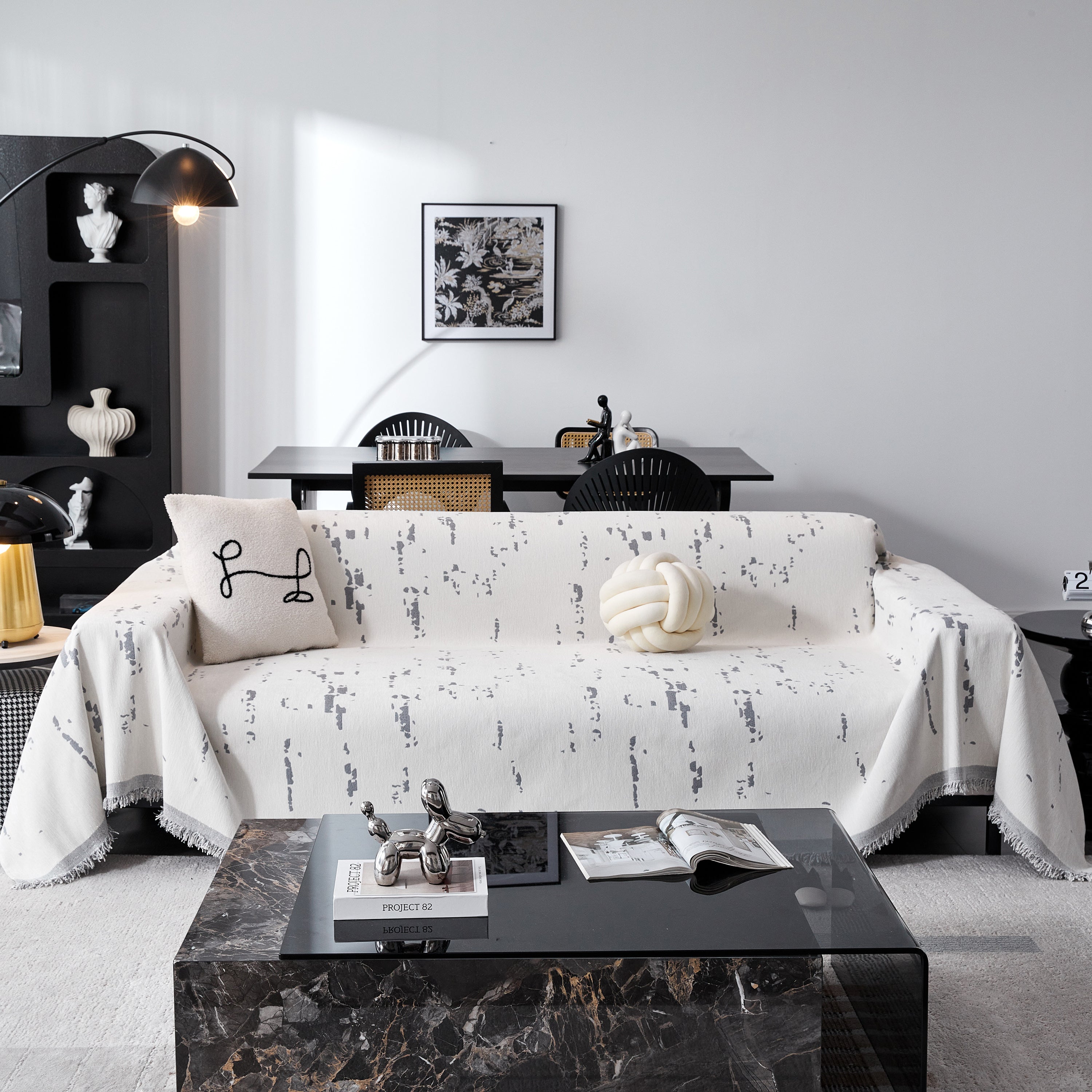 Couch Cover Reversible Chenille Sofa Slipcover For Sectional Multi-use Decorative Couch Protector