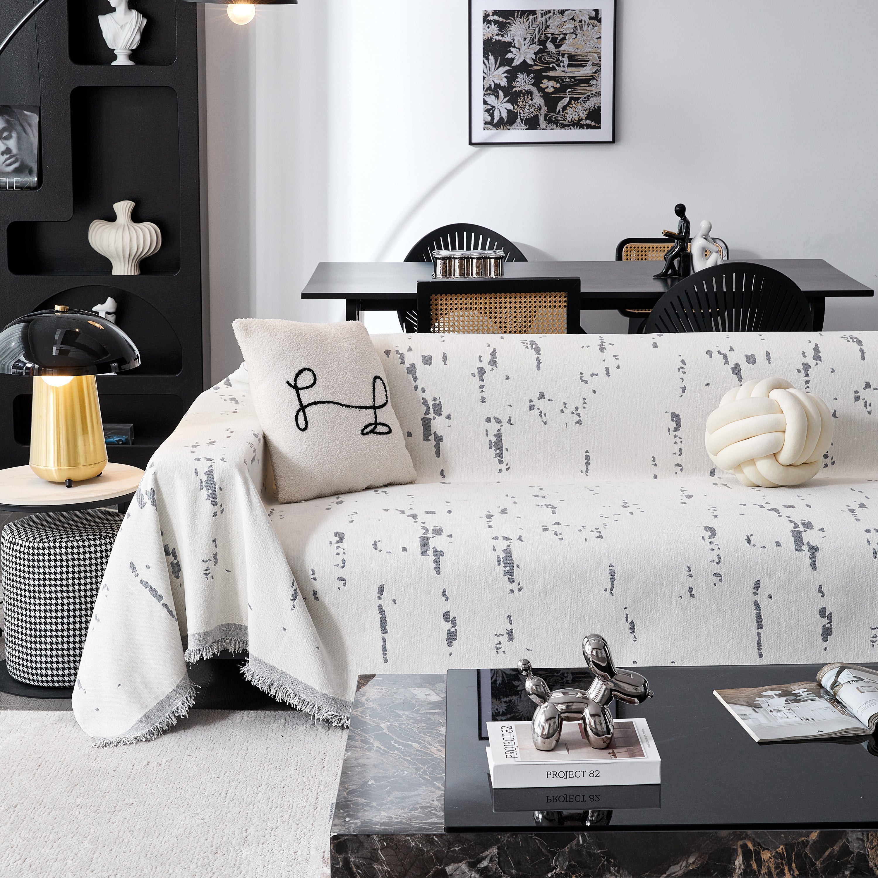 Couch Cover Reversible Chenille Sofa Slipcover For Sectional Multi-use Decorative Couch Protector