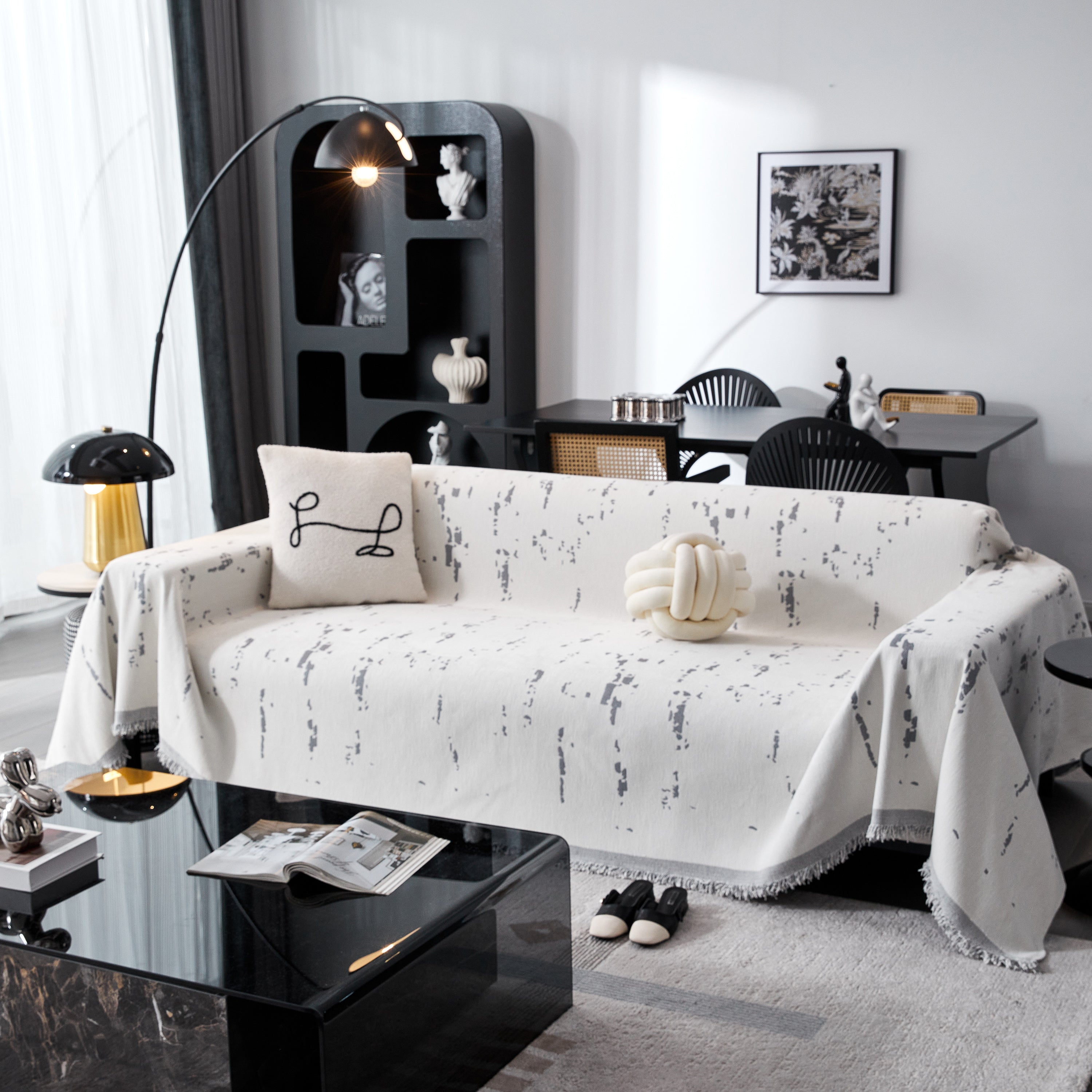 Couch Cover Reversible Chenille Sofa Slipcover For Sectional Multi-use Decorative Couch Protector