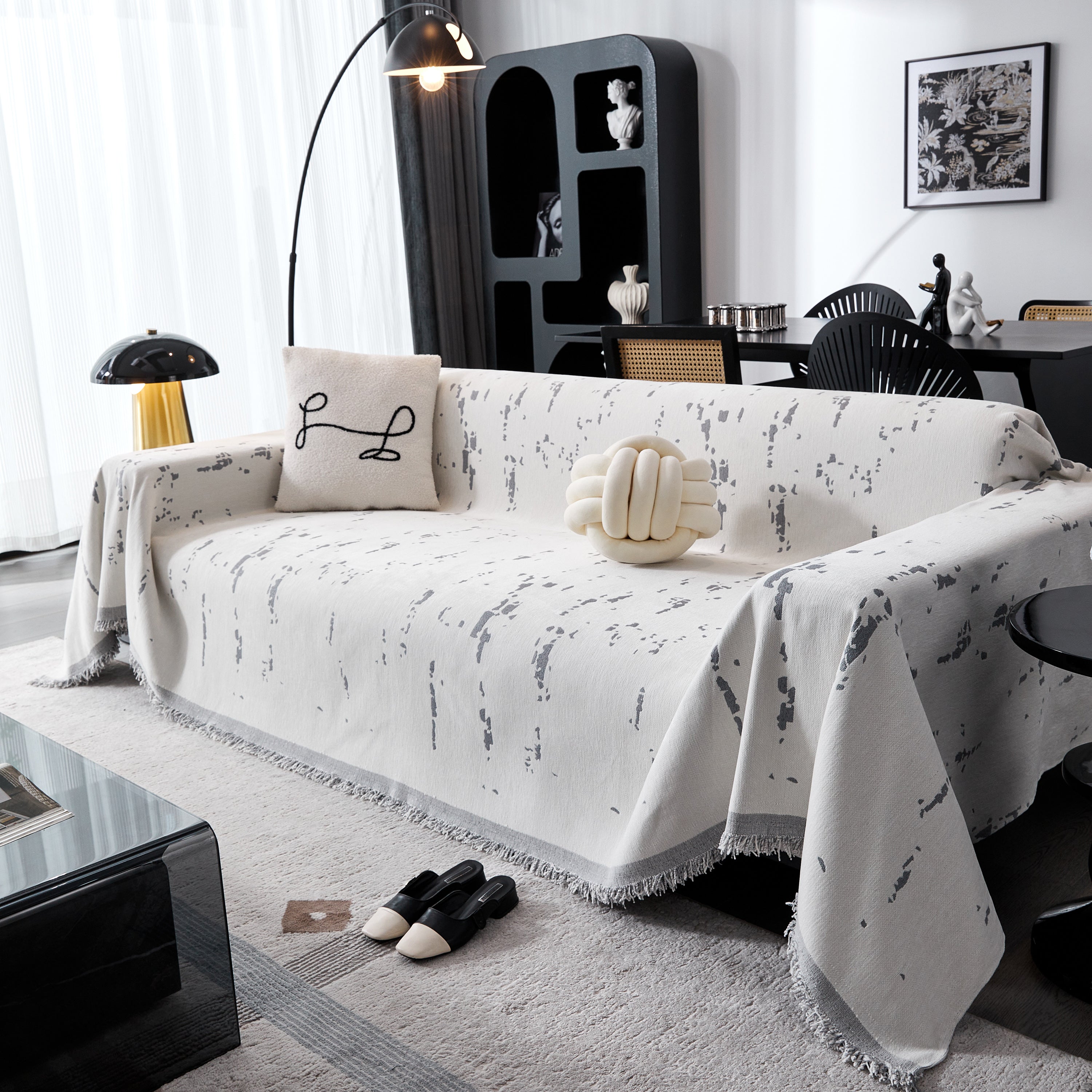 Couch Cover Reversible Chenille Sofa Slipcover For Sectional Multi-use Decorative Couch Protector
