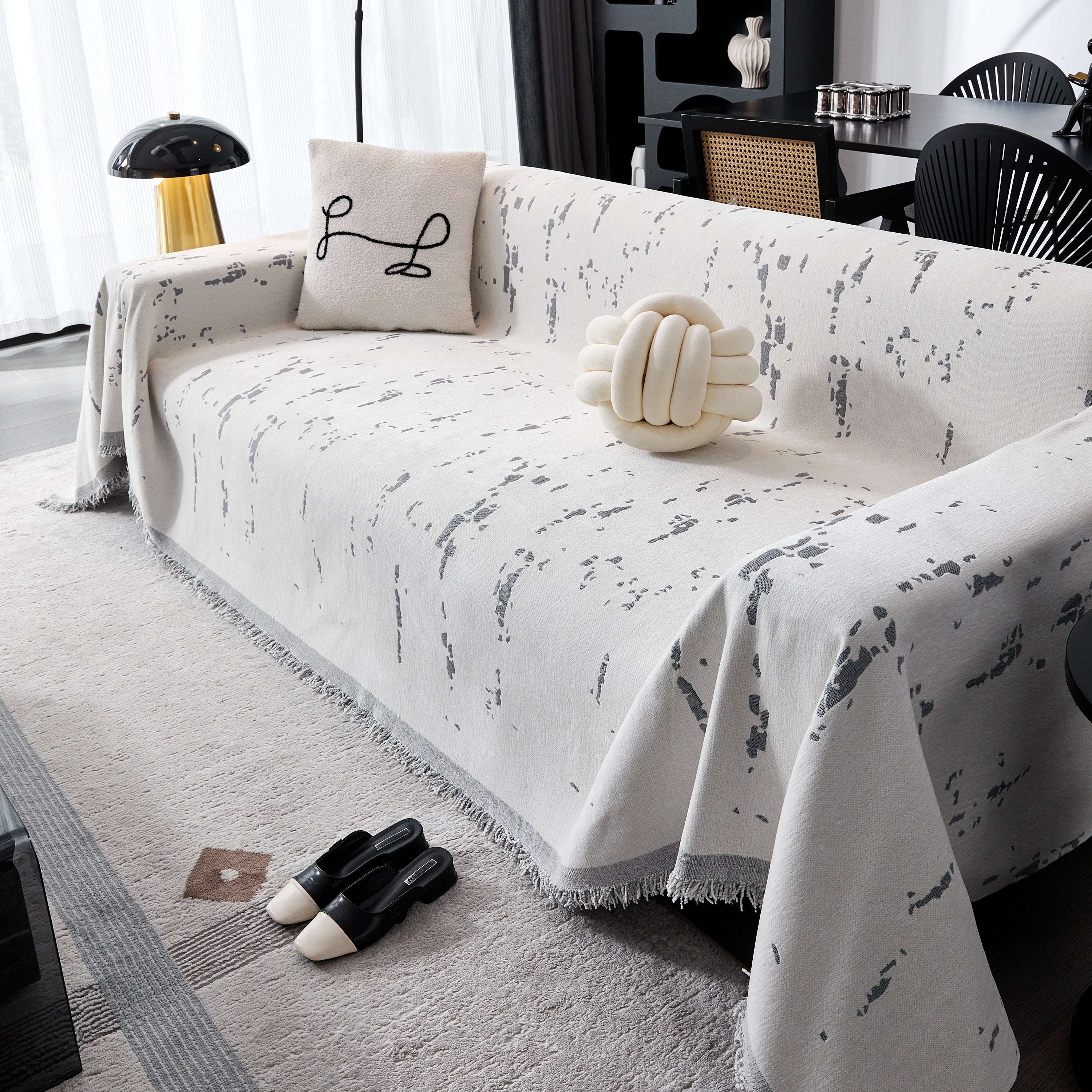 Couch Cover Reversible Chenille Sofa Slipcover For Sectional Multi-use Decorative Couch Protector