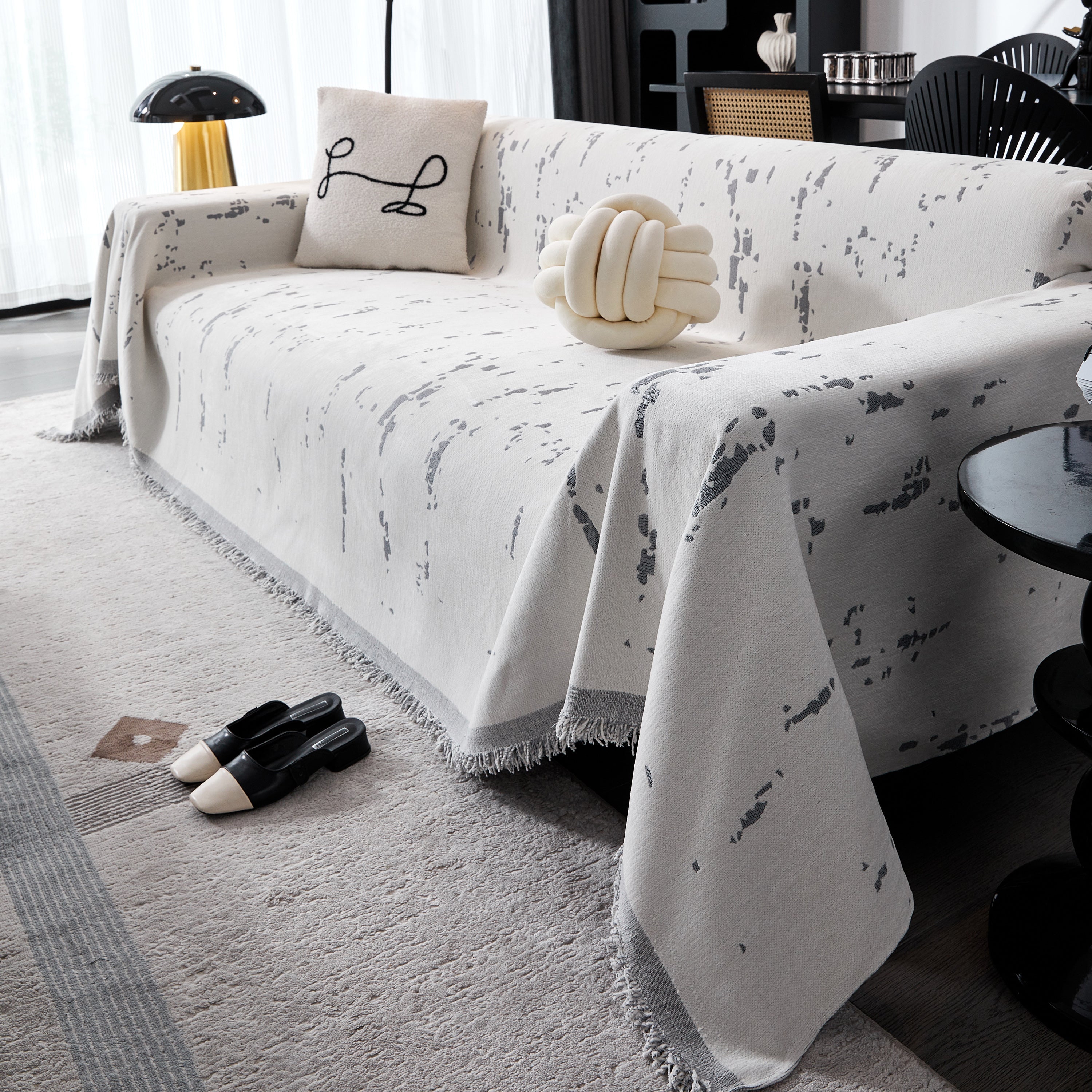 Couch Cover Reversible Chenille Sofa Slipcover For Sectional Multi-use Decorative Couch Protector