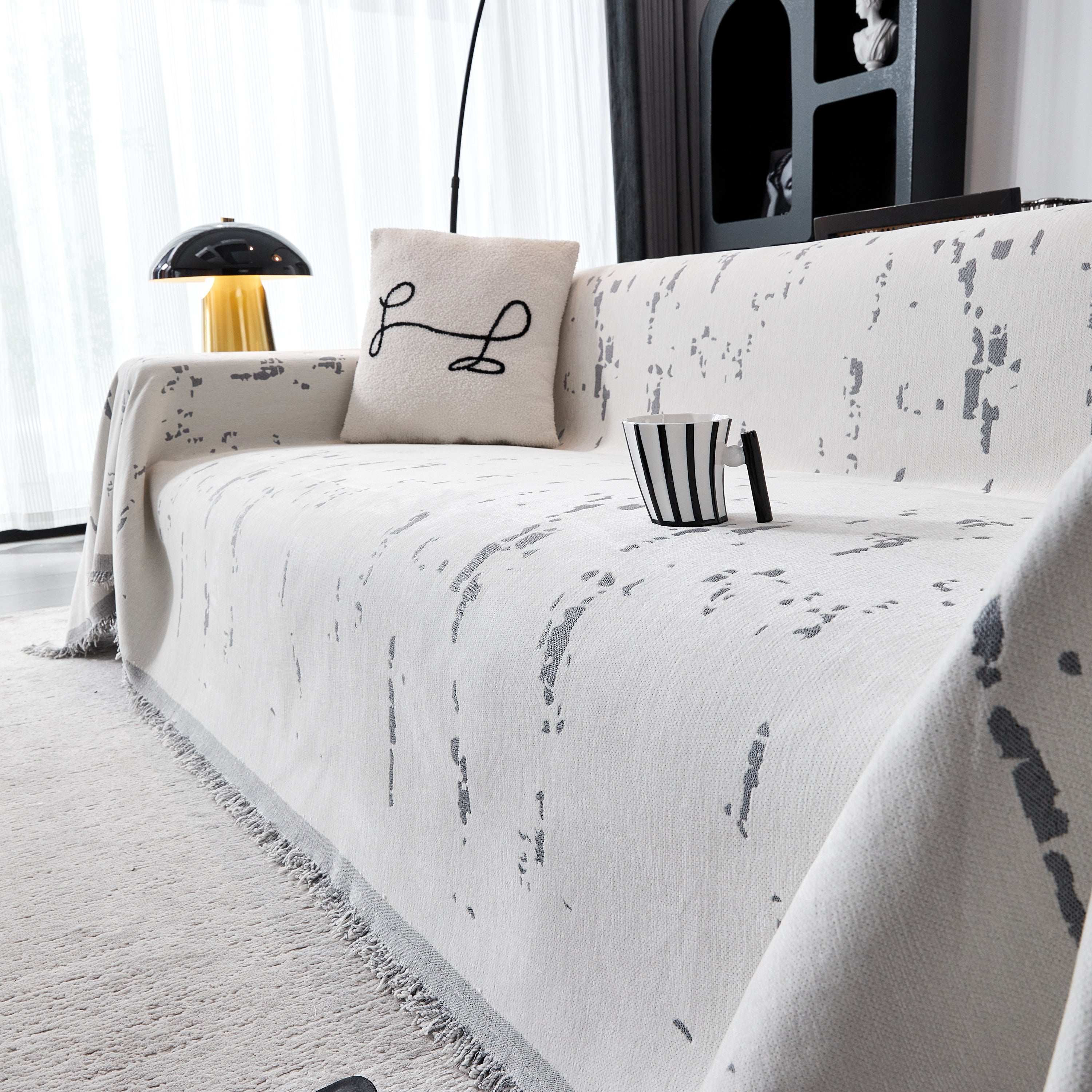 Couch Cover Reversible Chenille Sofa Slipcover For Sectional Multi-use Decorative Couch Protector