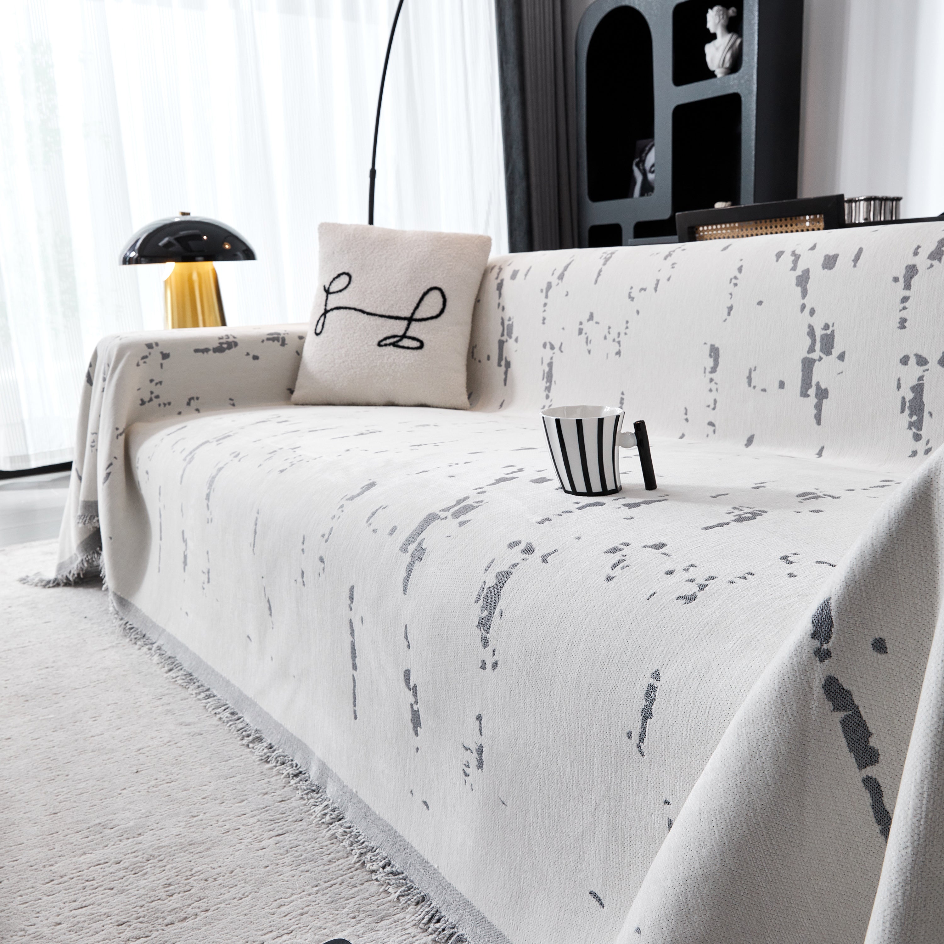 Couch Cover Reversible Chenille Sofa Slipcover For Sectional Multi-use Decorative Couch Protector