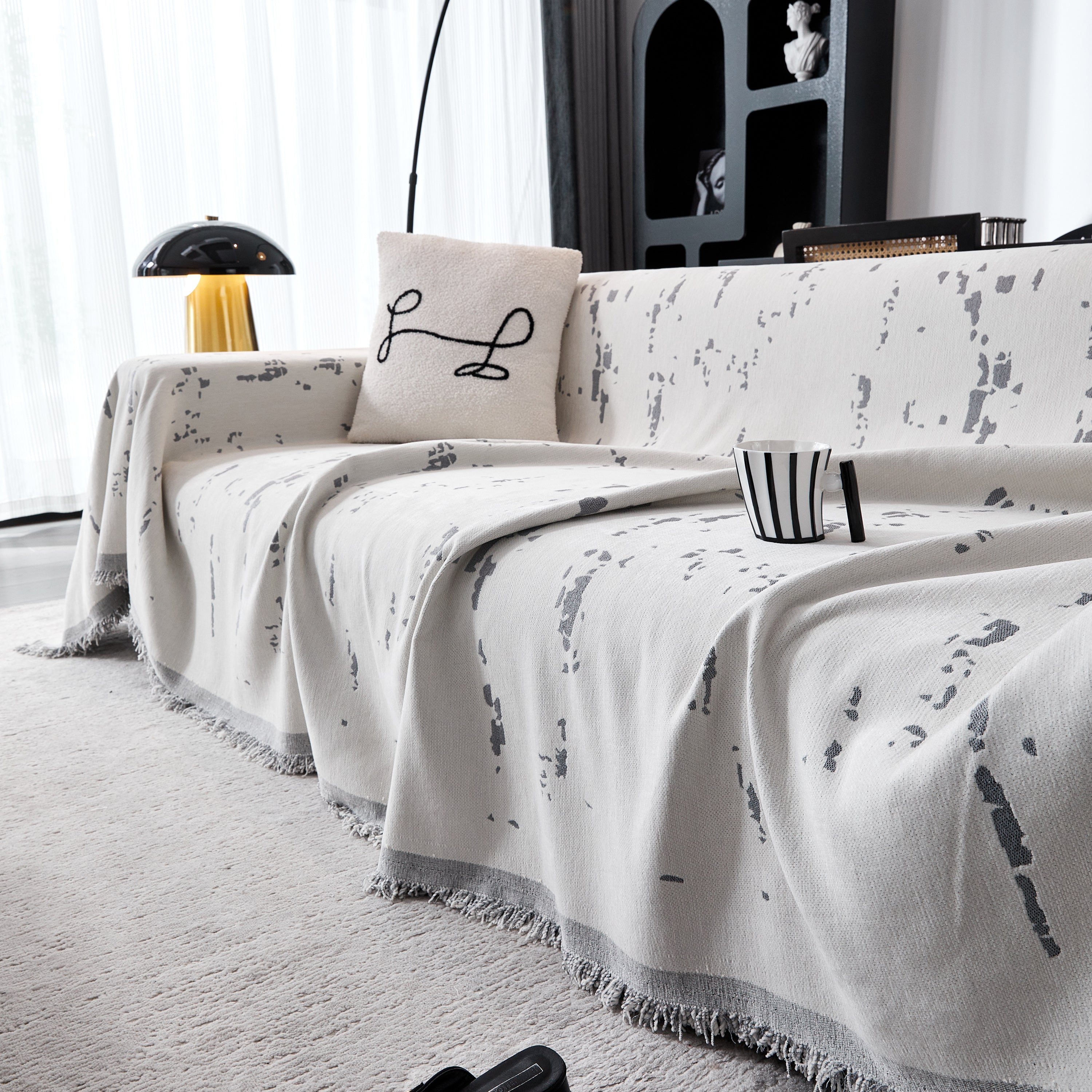 Couch Cover Reversible Chenille Sofa Slipcover For Sectional Multi-use Decorative Couch Protector