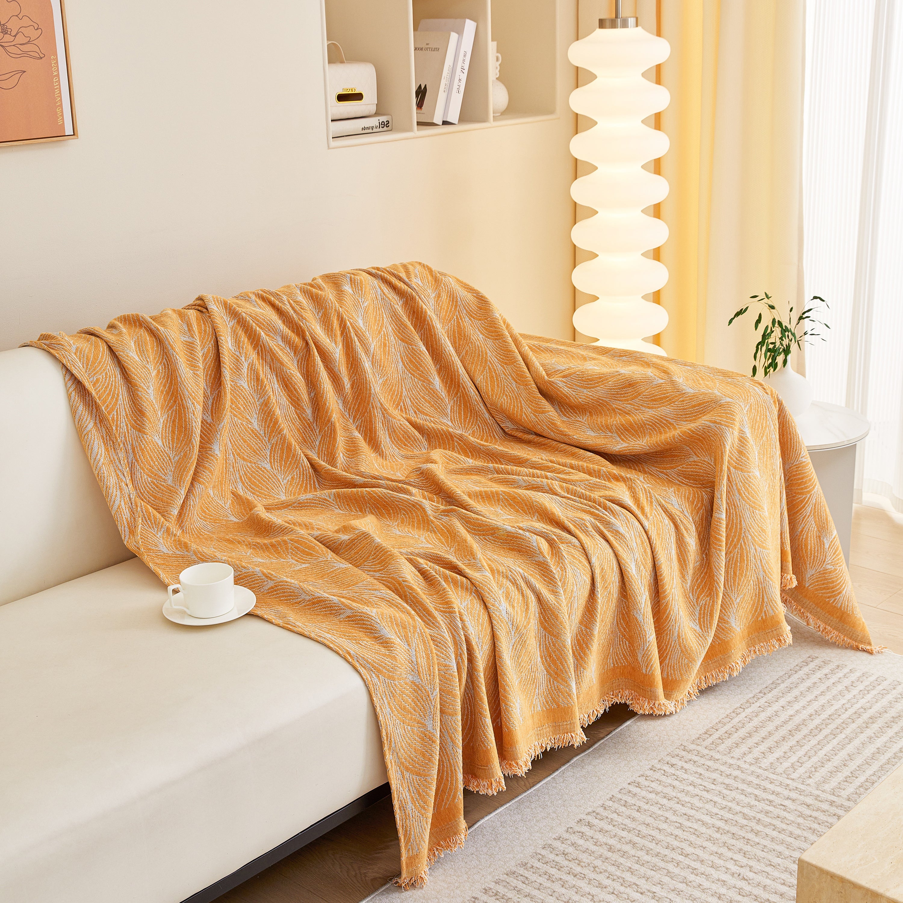 Leaf Universal Furniture Protector Chenille Couch Cover, Large Couch Cover Blanket For Couch Sofa