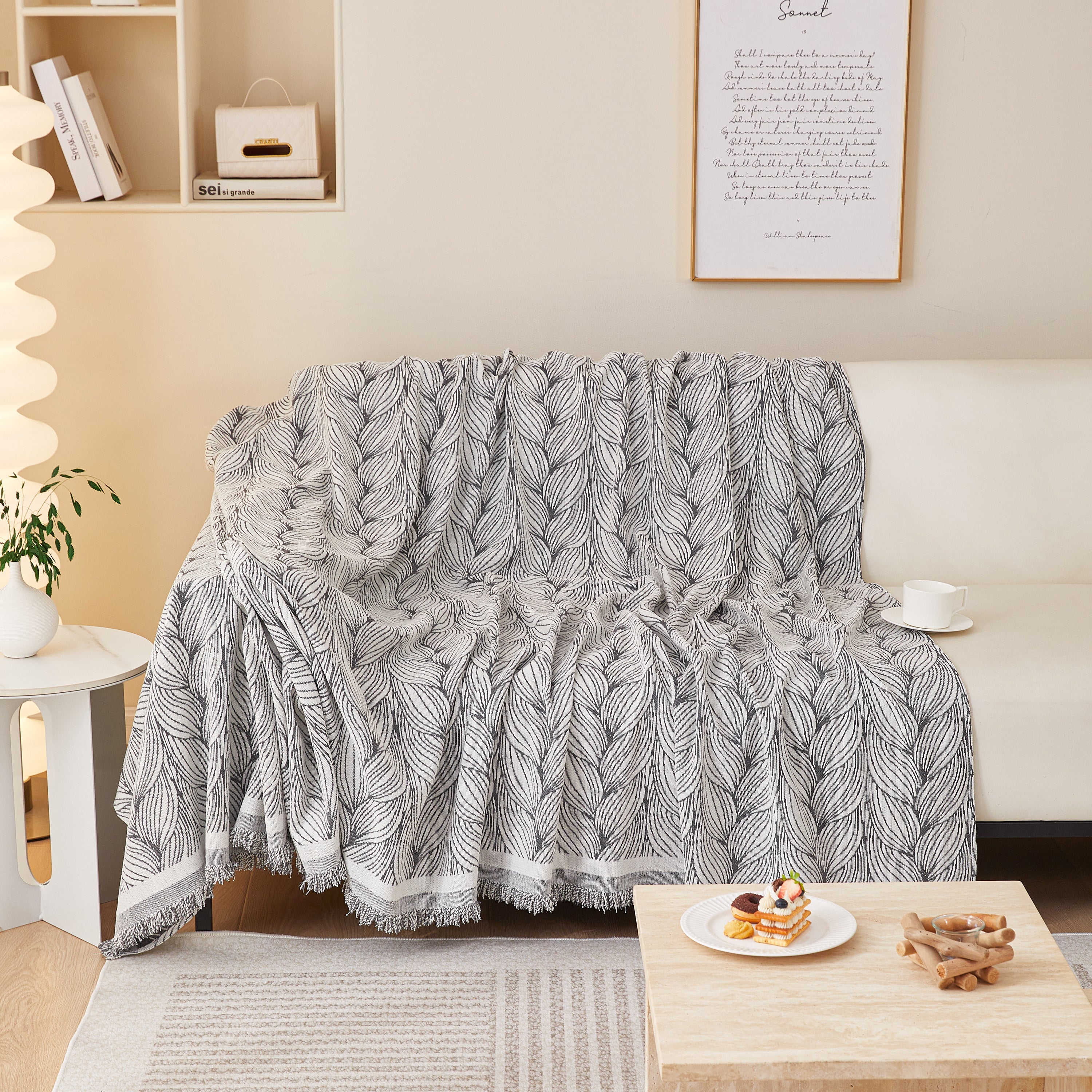 Leaf Universal Furniture Protector Chenille Couch Cover, Large Couch Cover Blanket For Couch Sofa