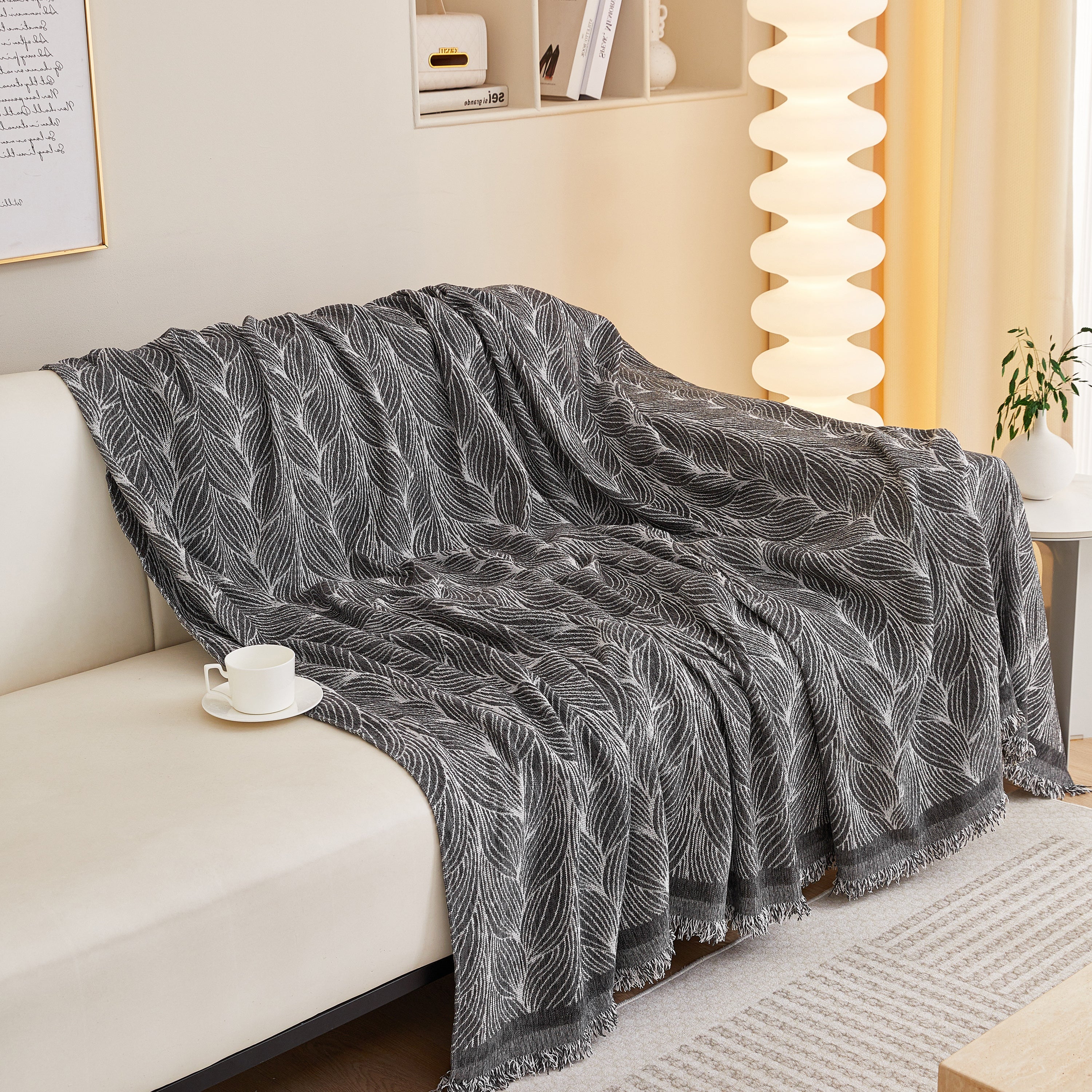 Leaf Universal Furniture Protector Chenille Couch Cover, Large Couch Cover Blanket For Couch Sofa