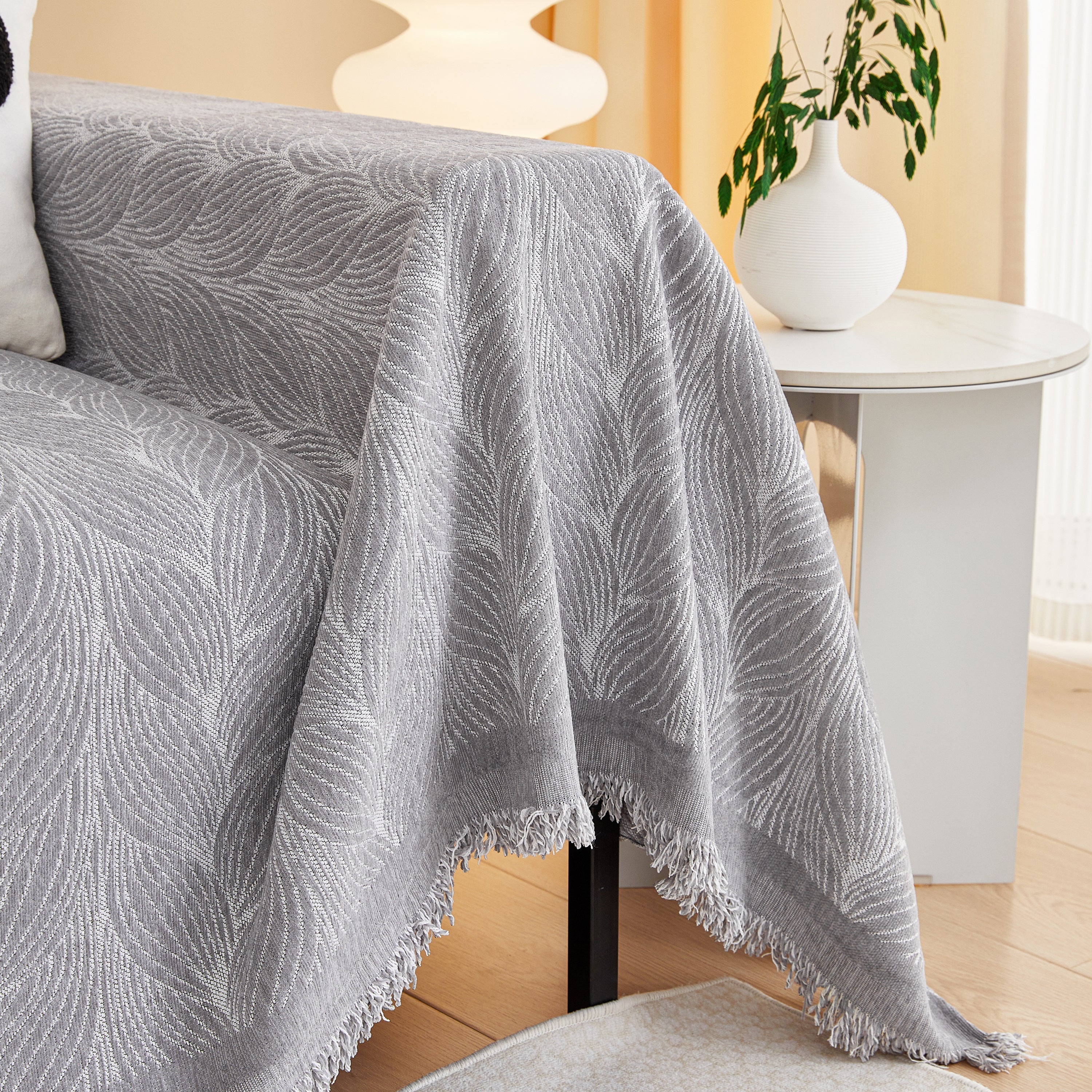 Leaf Universal Furniture Protector Chenille Couch Cover, Large Couch Cover Blanket For Couch Sofa
