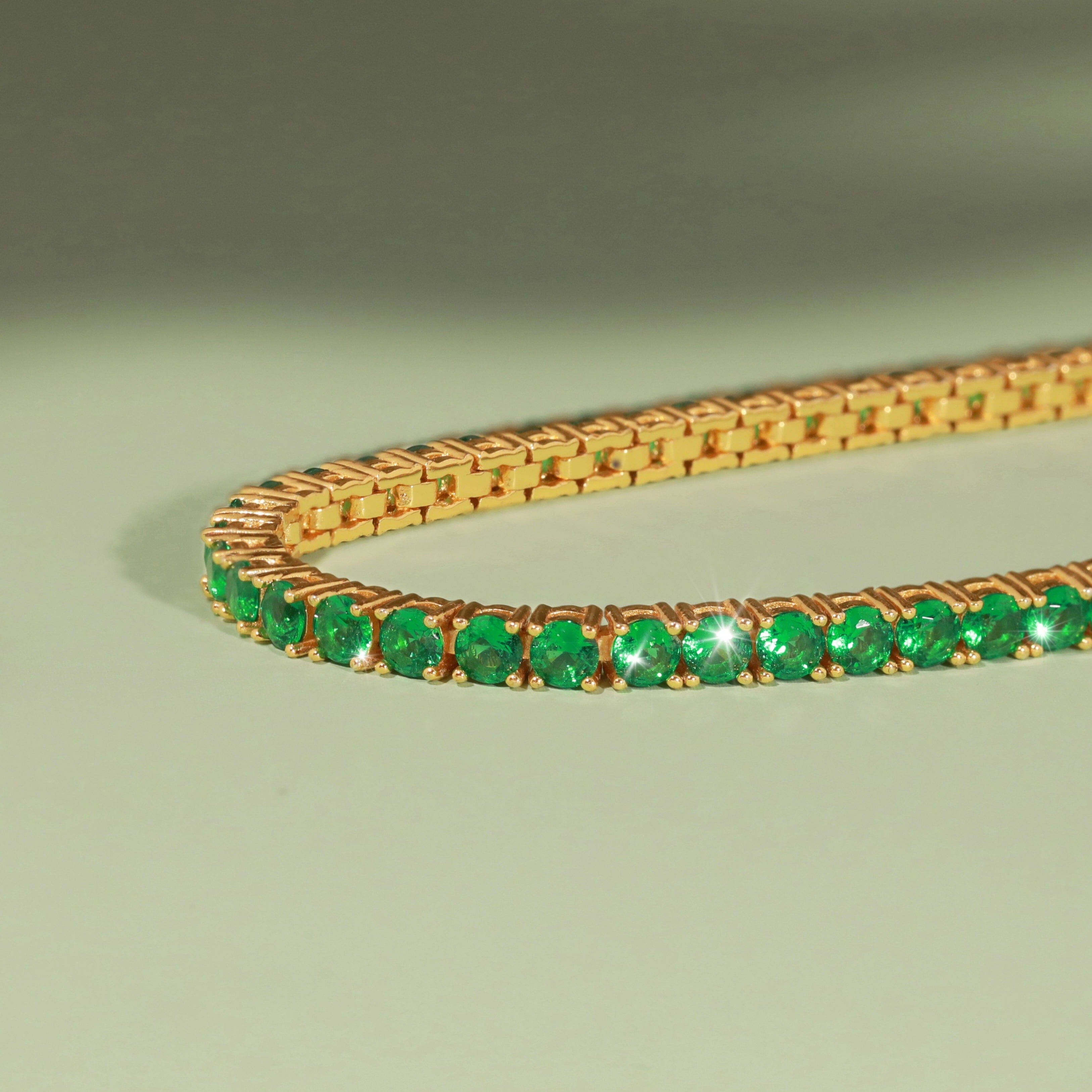 Lab Grown Green Emerald Tennis Bracelet - 6ct