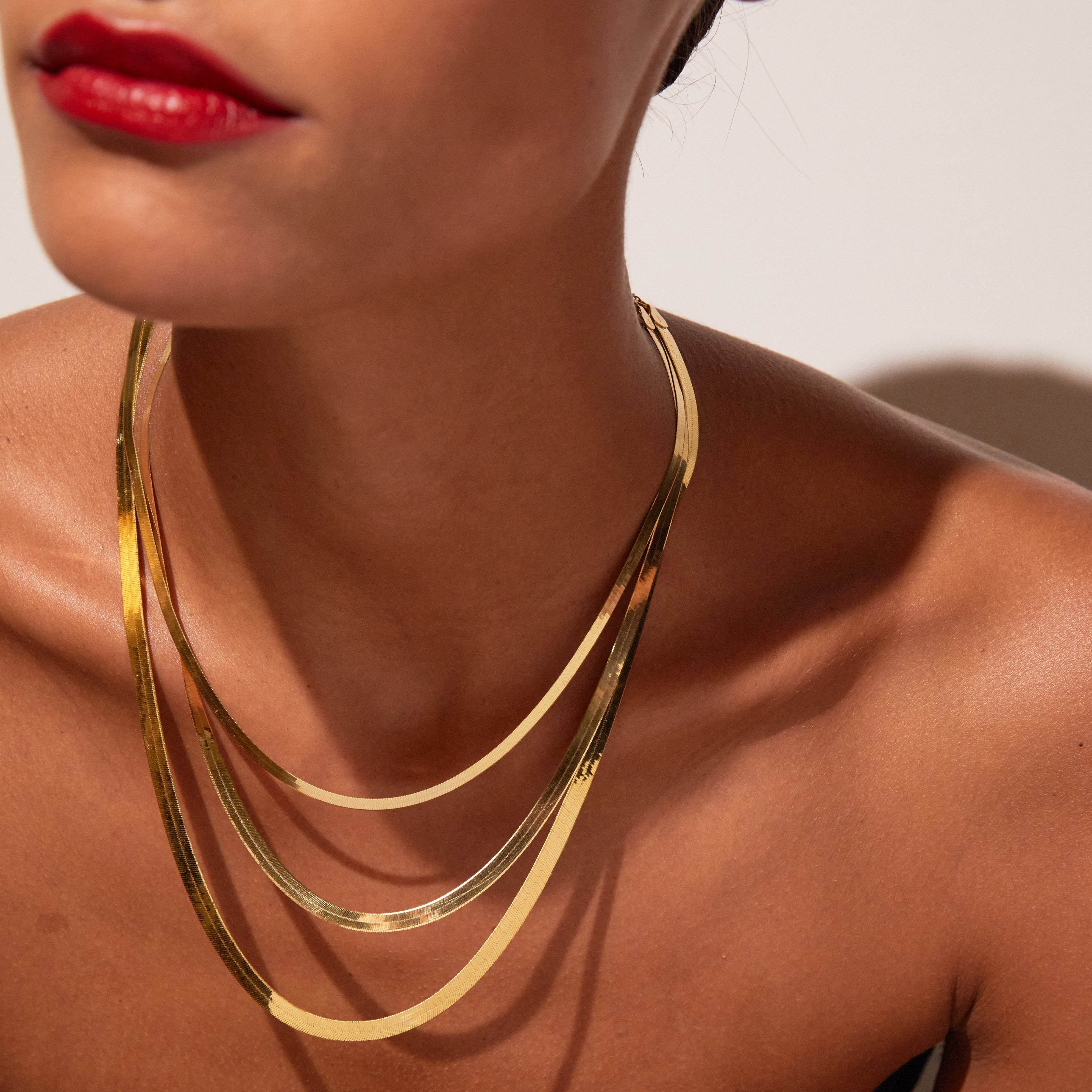 Gold Herringbone Chain Necklace