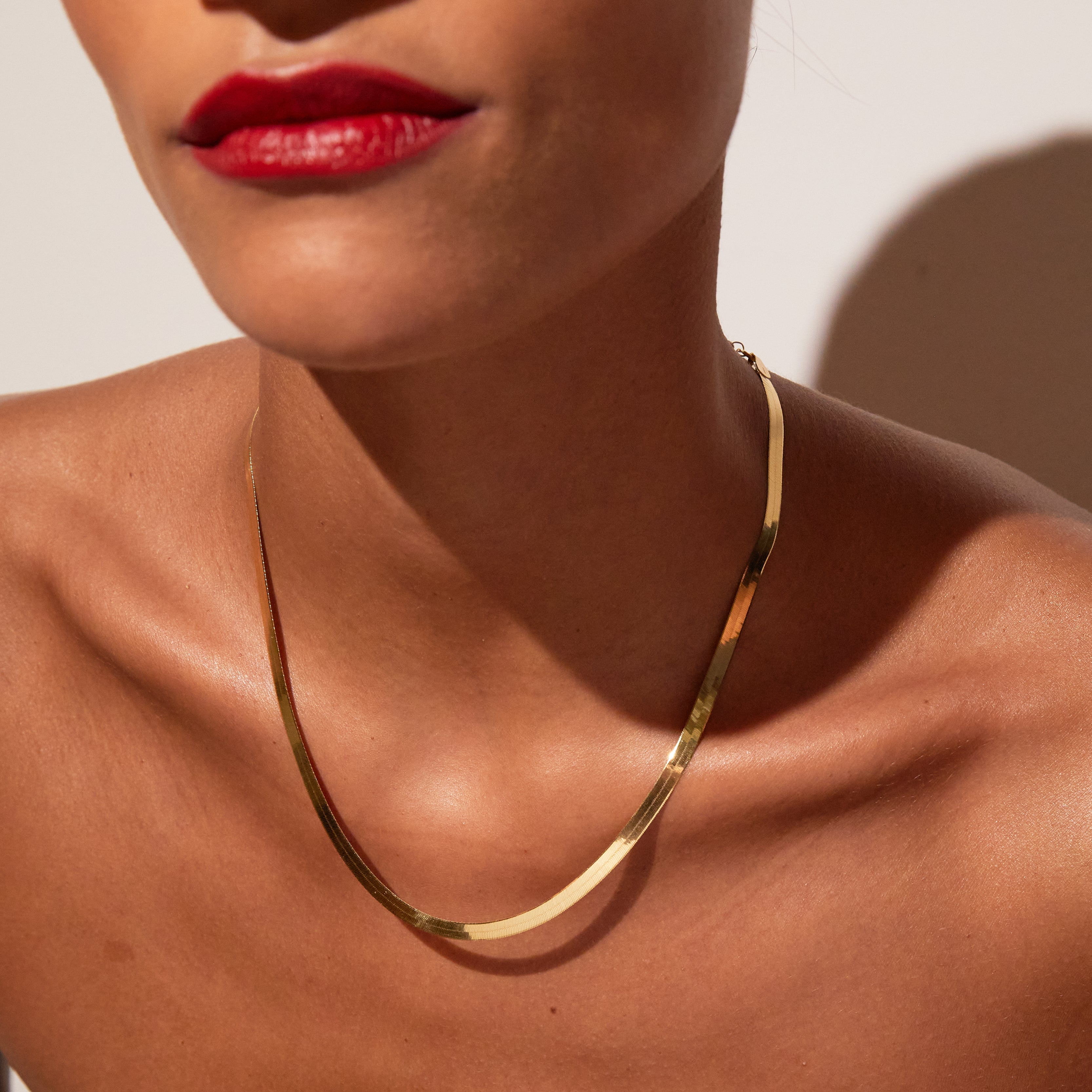 Gold Herringbone Chain Necklace