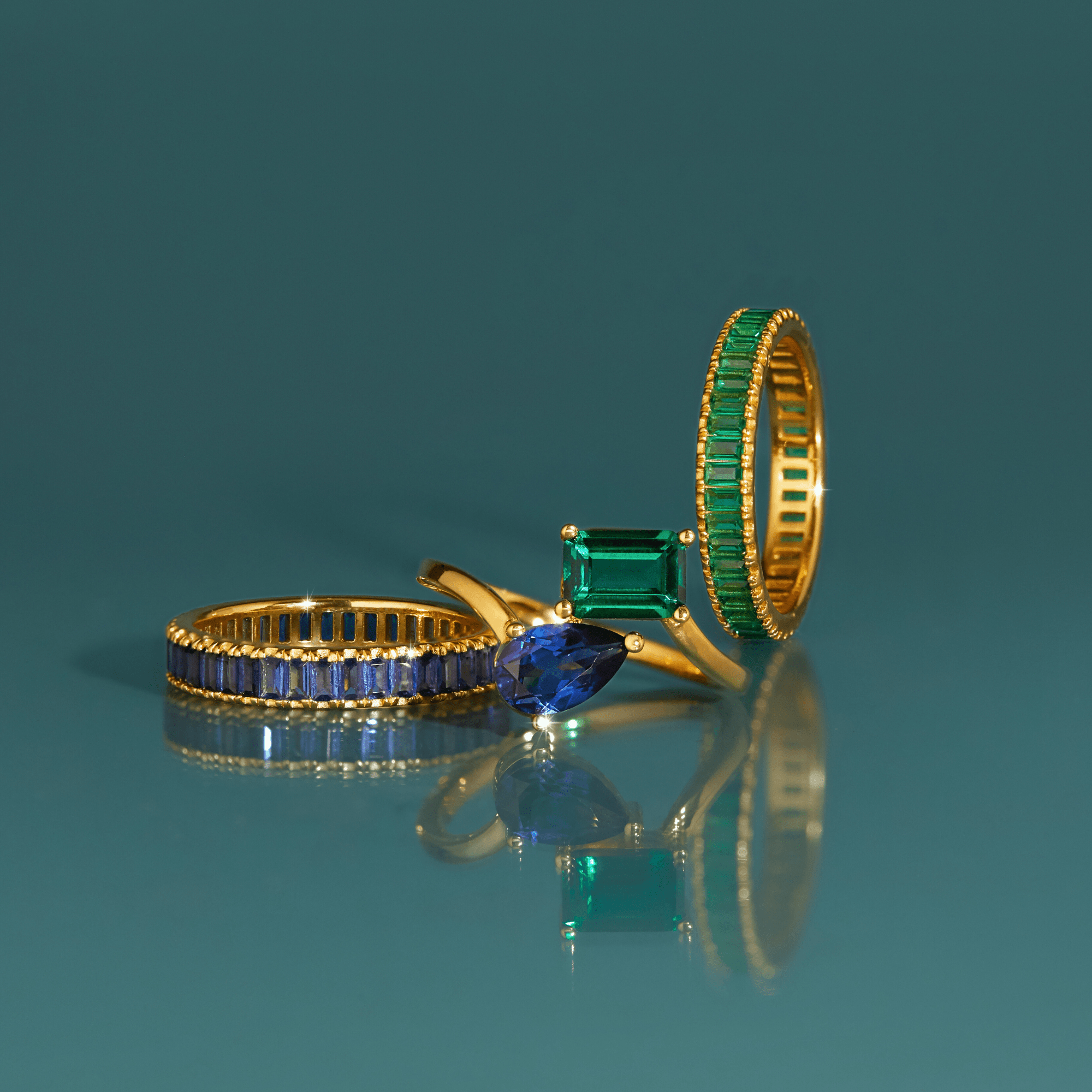 Lab Grown Blue Sapphire Baguette Eternity Ring