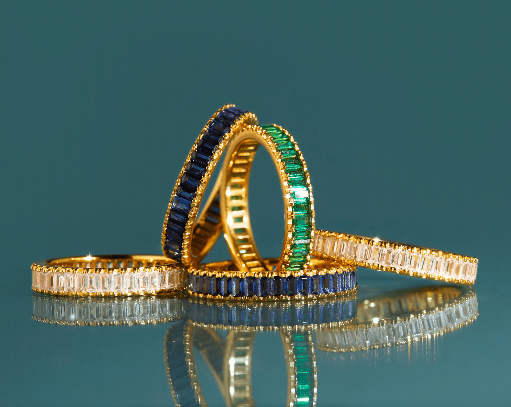 Lab Grown Blue Sapphire Baguette Eternity Ring