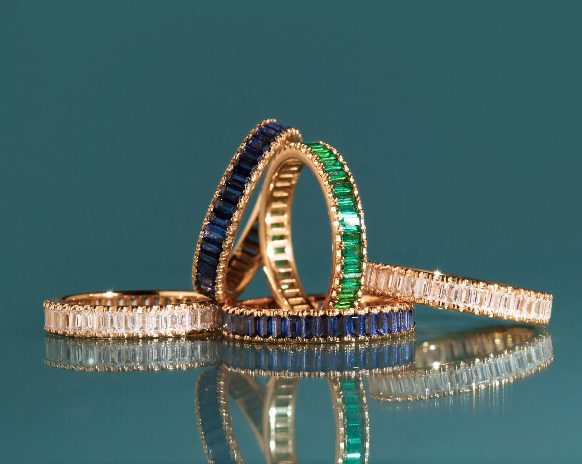Lab Grown Blue Sapphire Baguette Eternity Ring
