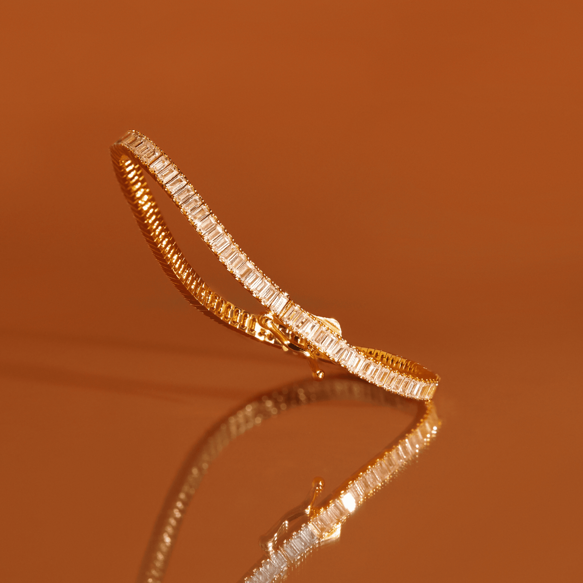 Lab Grown White Sapphire Baguette Tennis Bracelet