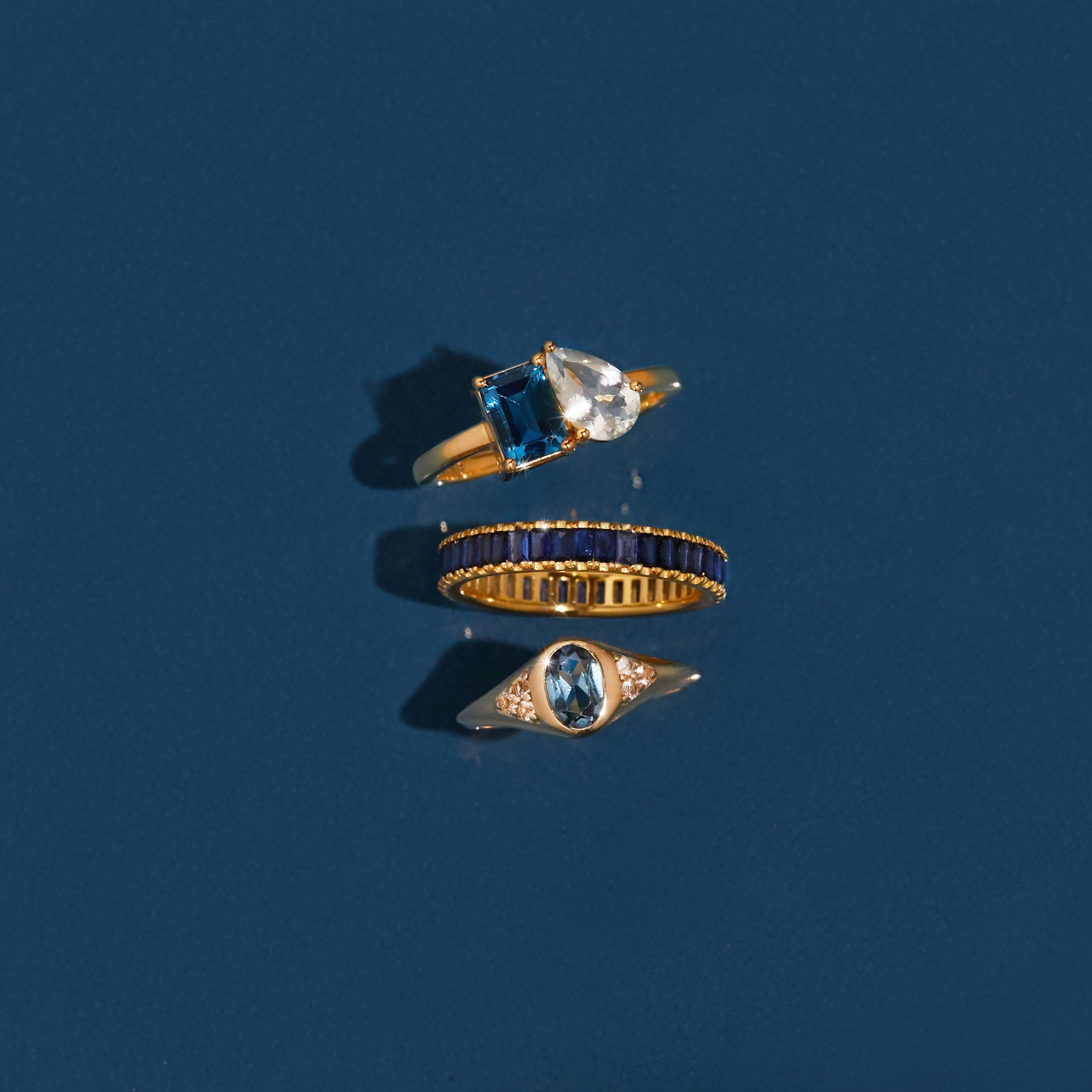 Lab Grown Blue Sapphire Baguette Eternity Ring