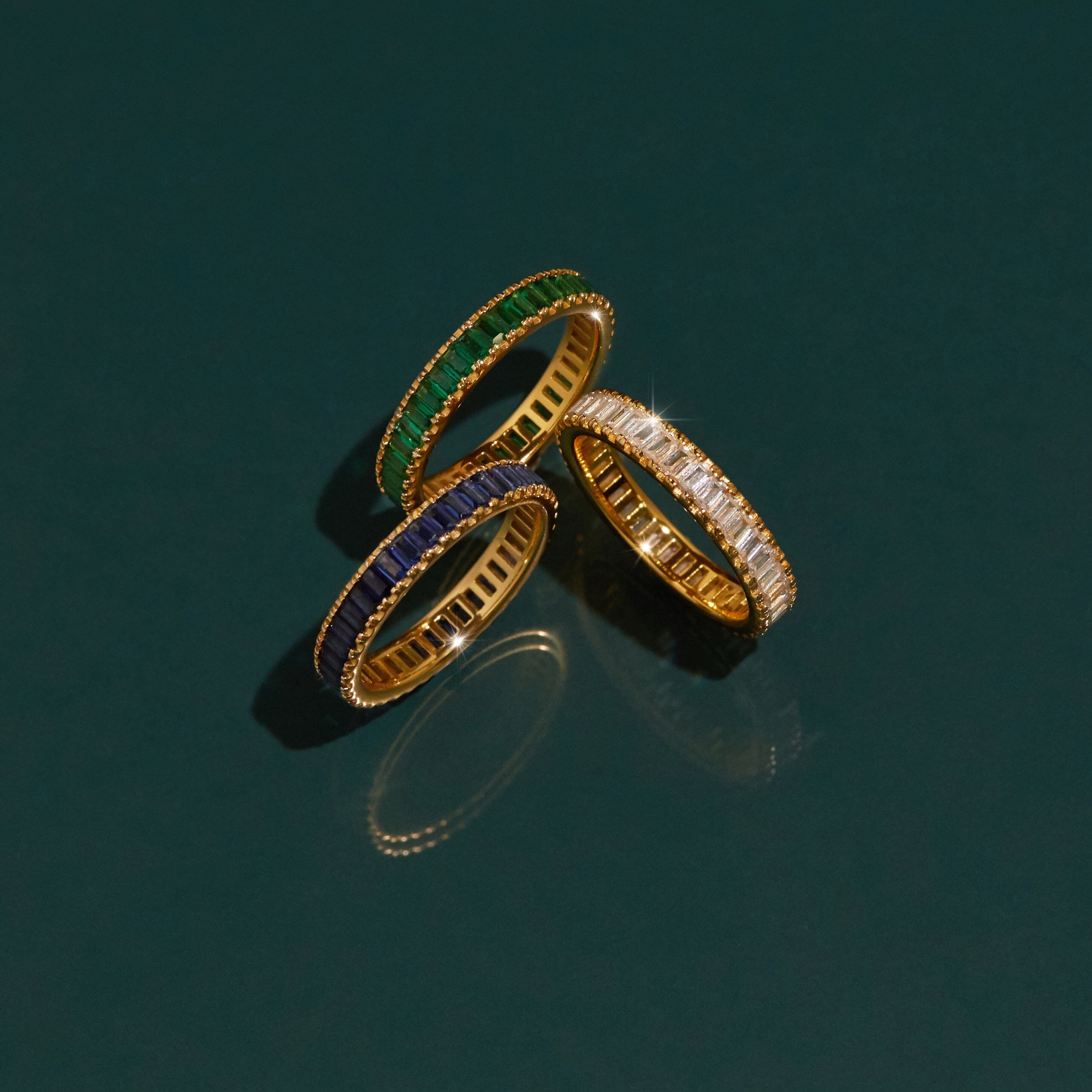 Lab Grown Blue Sapphire Baguette Eternity Ring