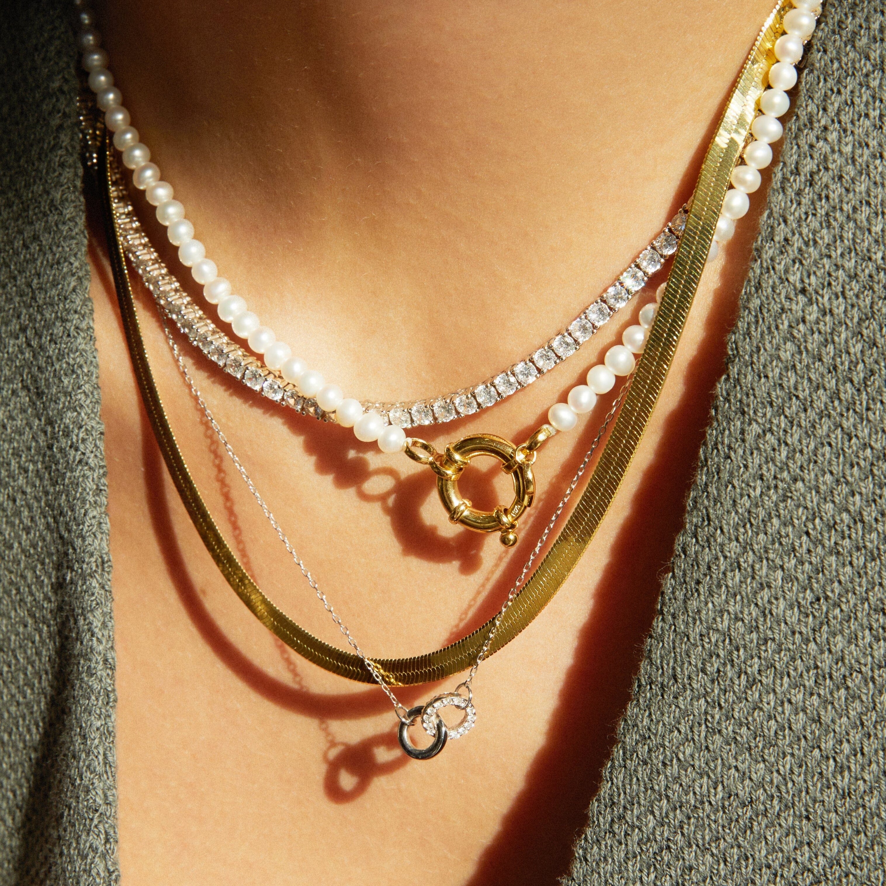 Gold Herringbone Chain Necklace