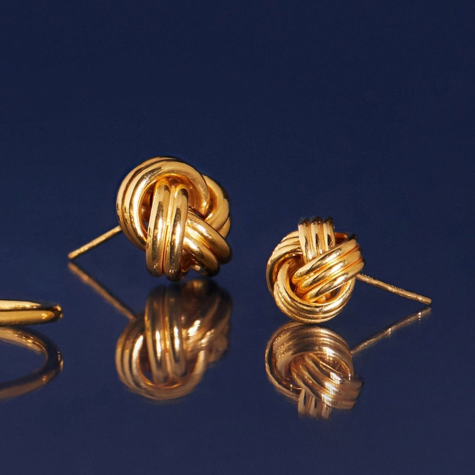Gold Knot Stud Earrings