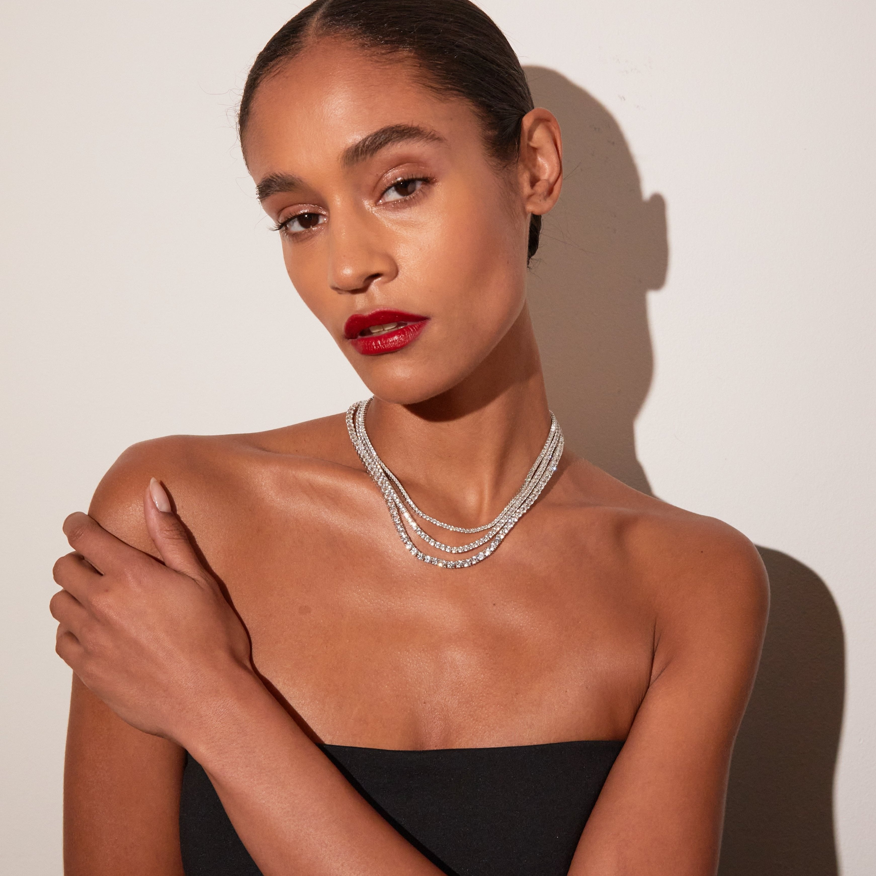 Lab Grown White Sapphire Tennis Necklace - 13ct