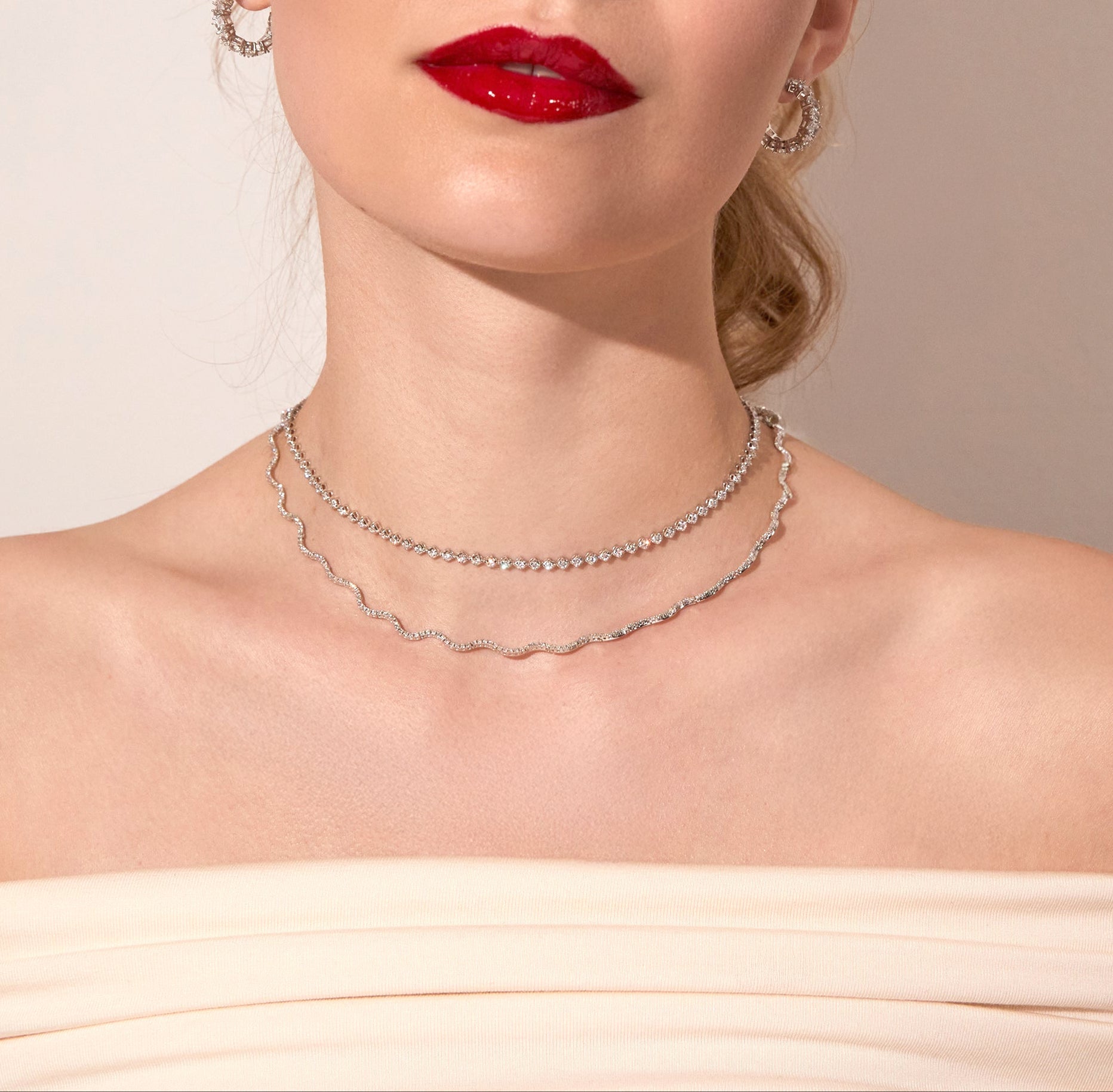 Lab Grown Diamond Wave Tennis Necklace