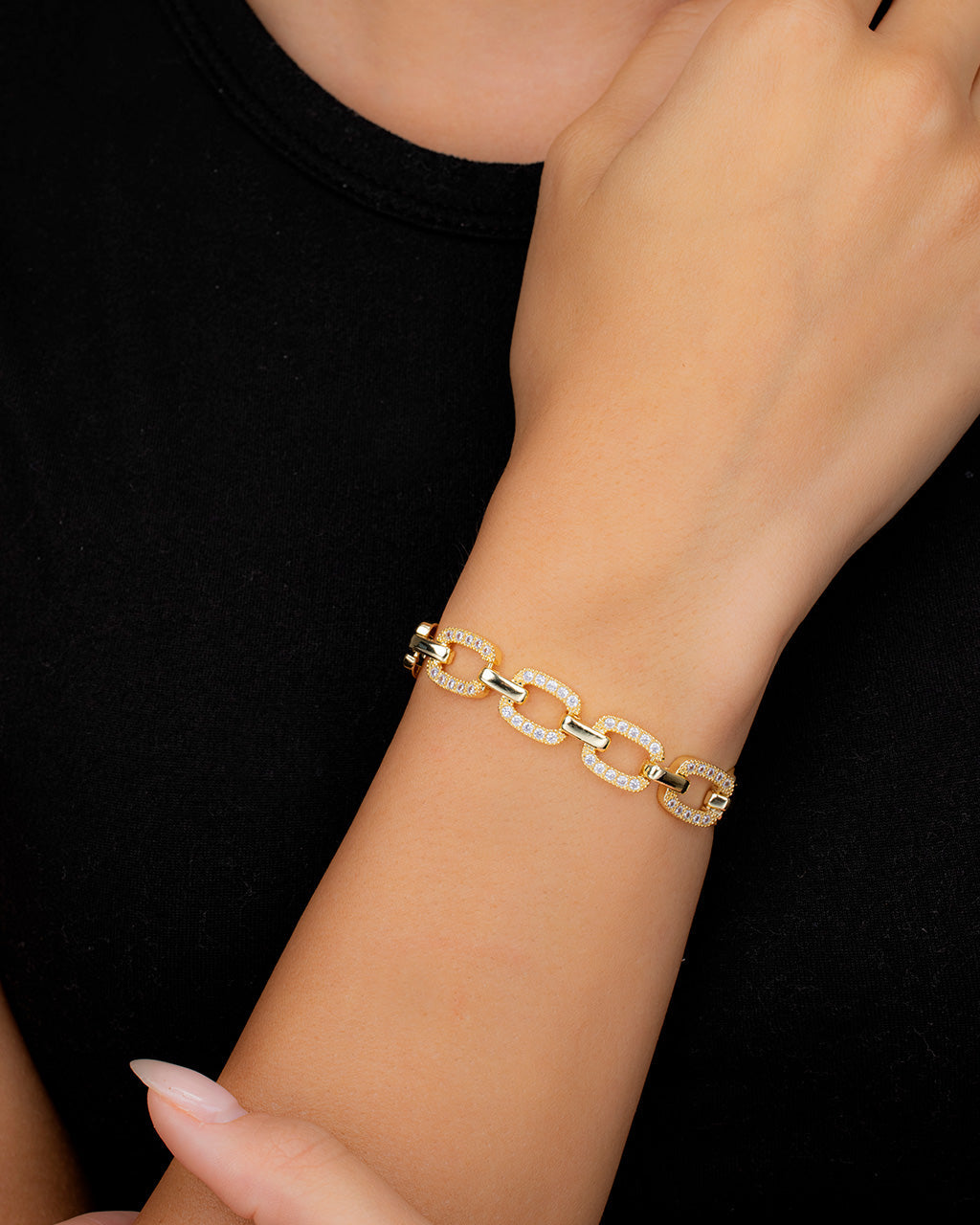 Fiona Cz Statement Chain Link Bracelet