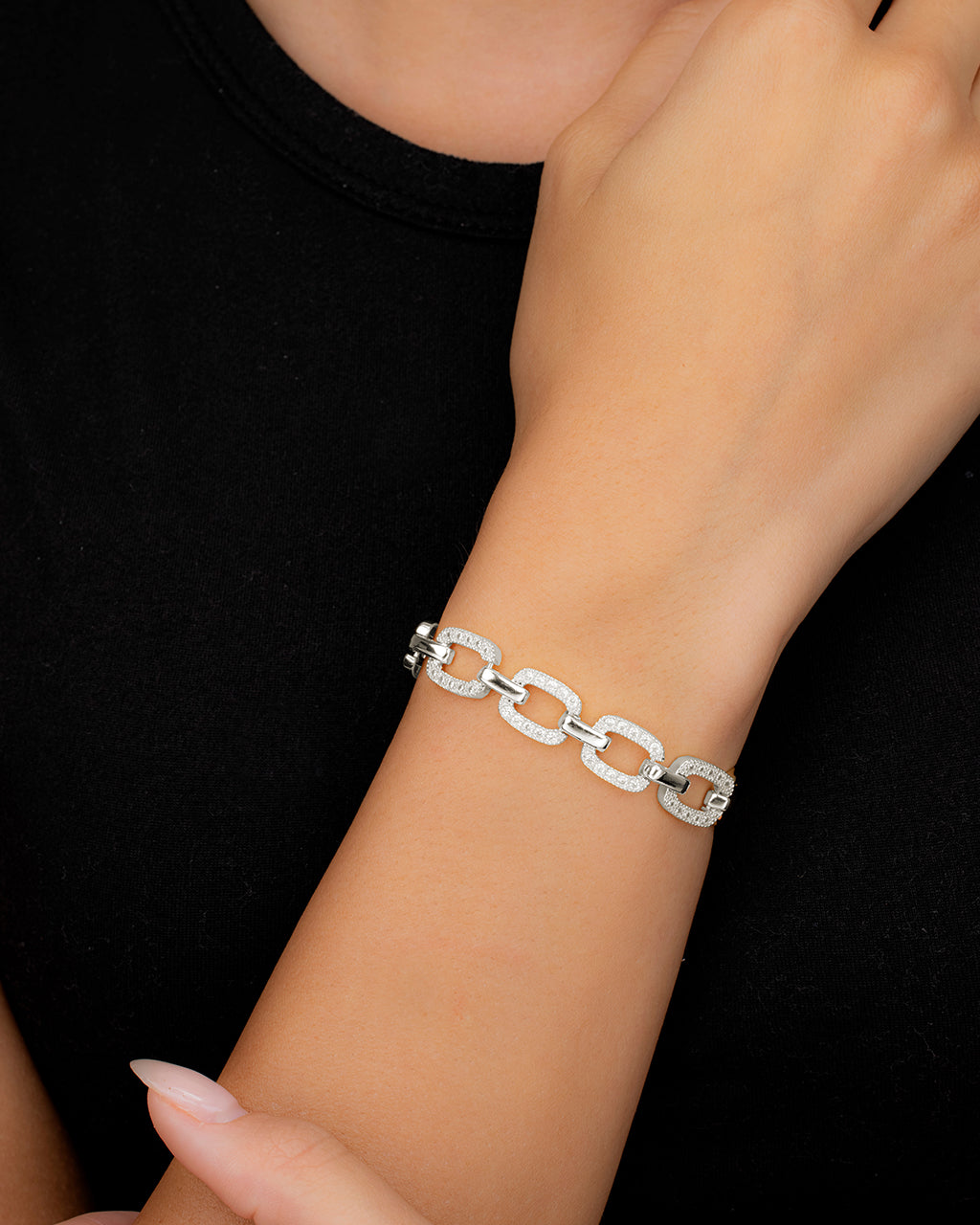 Fiona Cz Statement Chain Link Bracelet