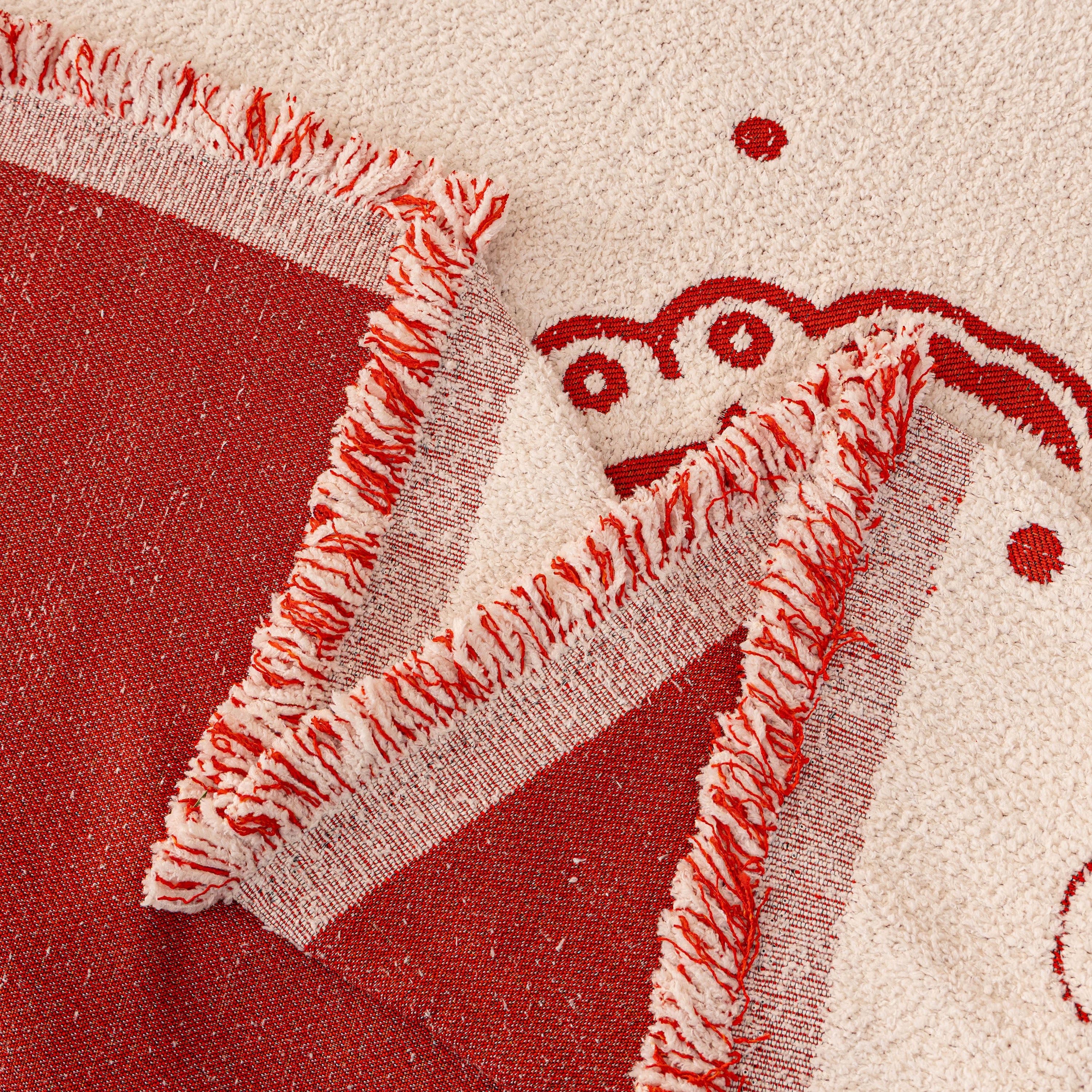 Chinese New Year Sofa Throw Cover Blanket, Decor Festive Red Fu Pattern Couch Cover