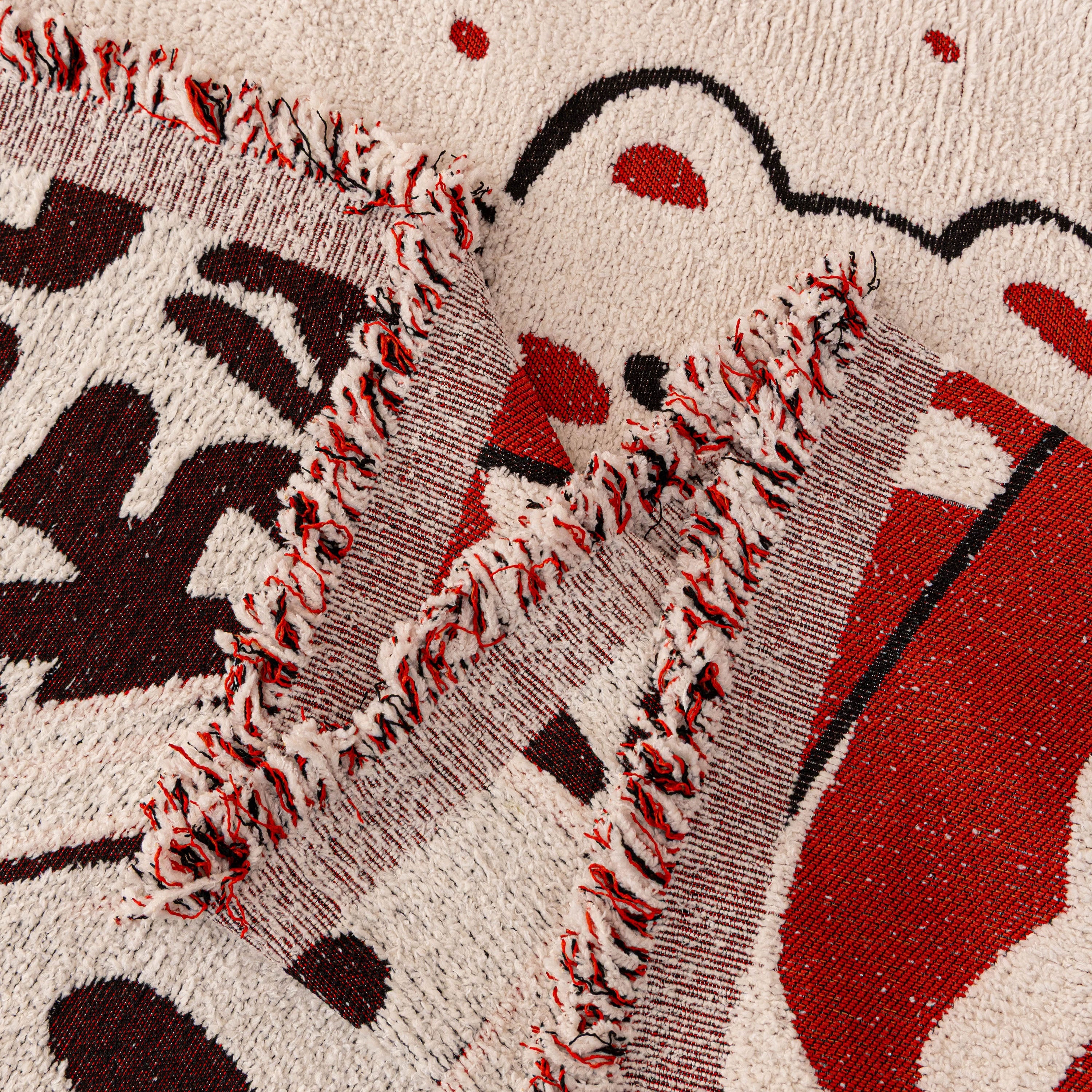 Chinese New Year Sofa Throw Cover Blanket, Decor Festive Red Fu Pattern Couch Cover