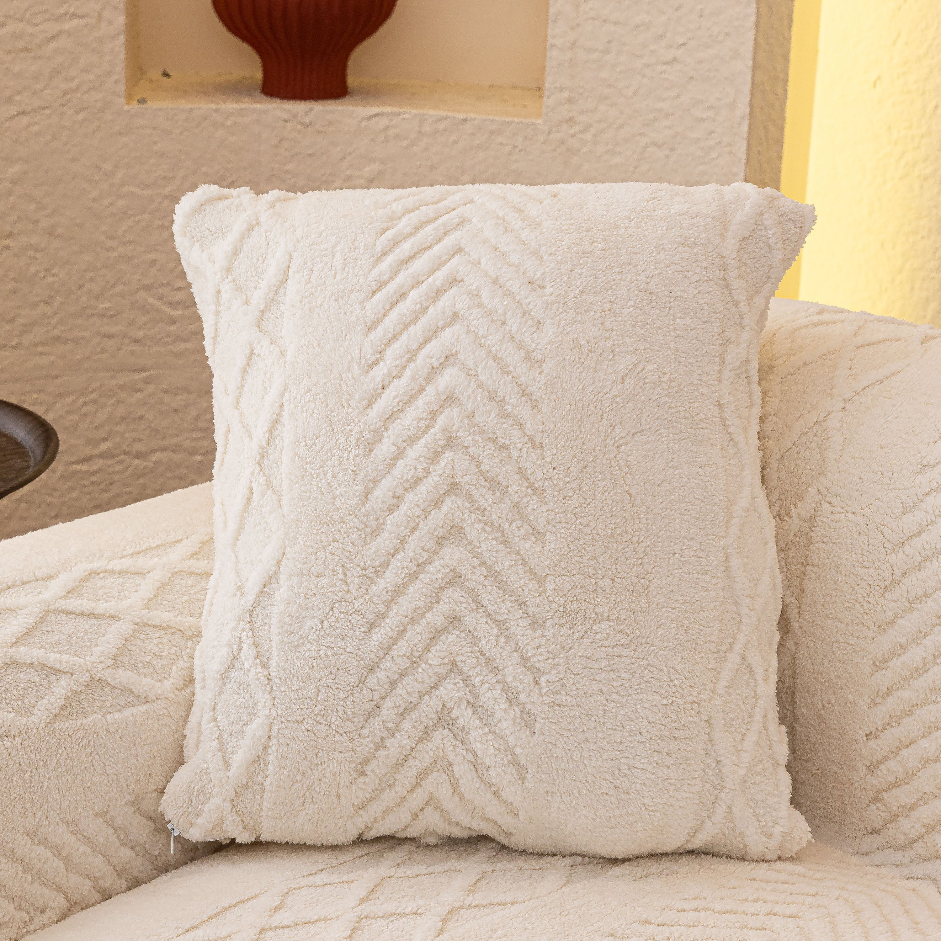 Plush Fleece Sofa Cover With 3d Cable Knit Texture Soft Cozy Warm Sofa Throw Blanket