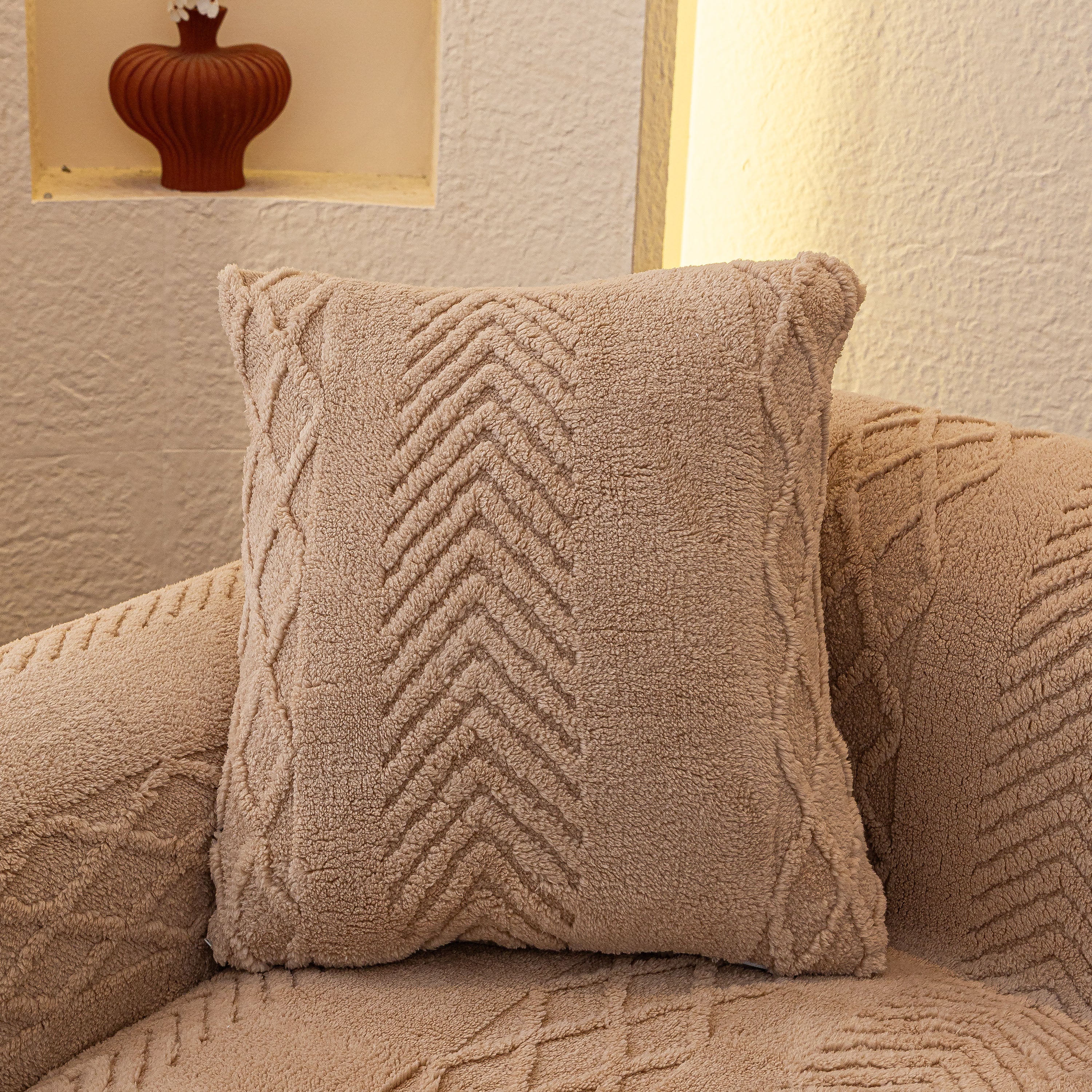 Plush Fleece Sofa Cover With 3d Cable Knit Texture Soft Cozy Warm Sofa Throw Blanket