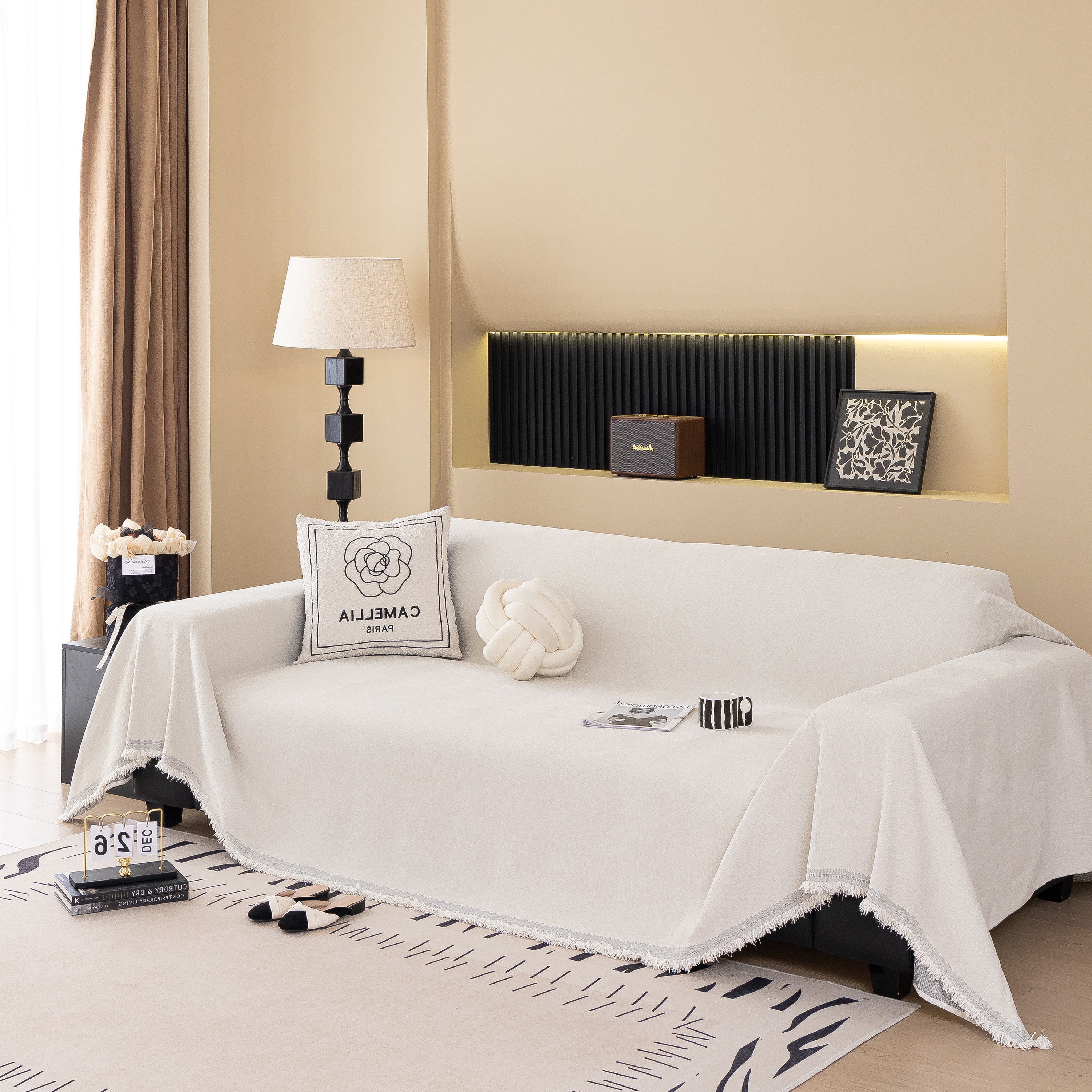 Solid Color Chenille Sofa Cover Blanket Furniture Covers For Sofas And Loveseats