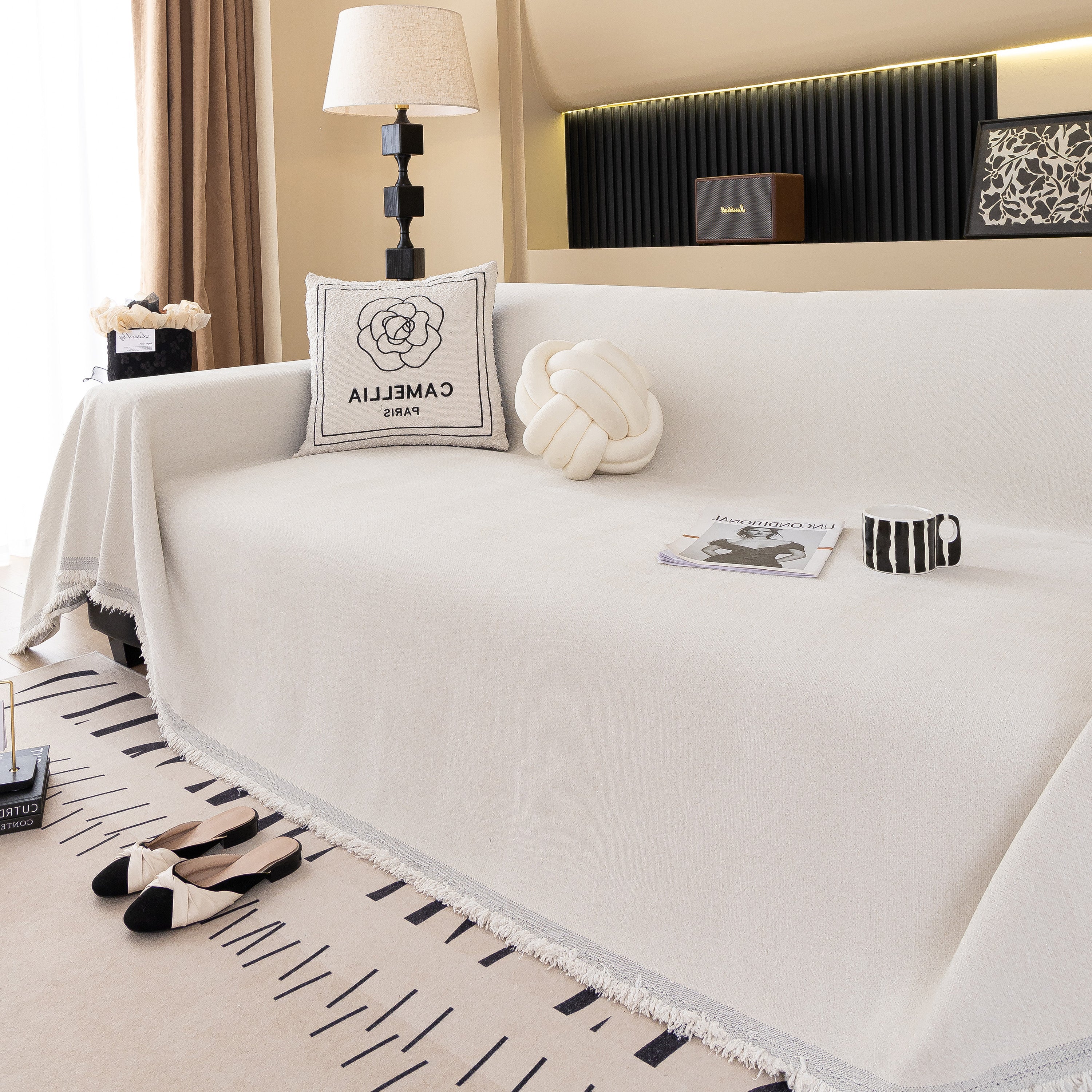 Solid Color Chenille Sofa Cover Blanket Furniture Covers For Sofas And Loveseats