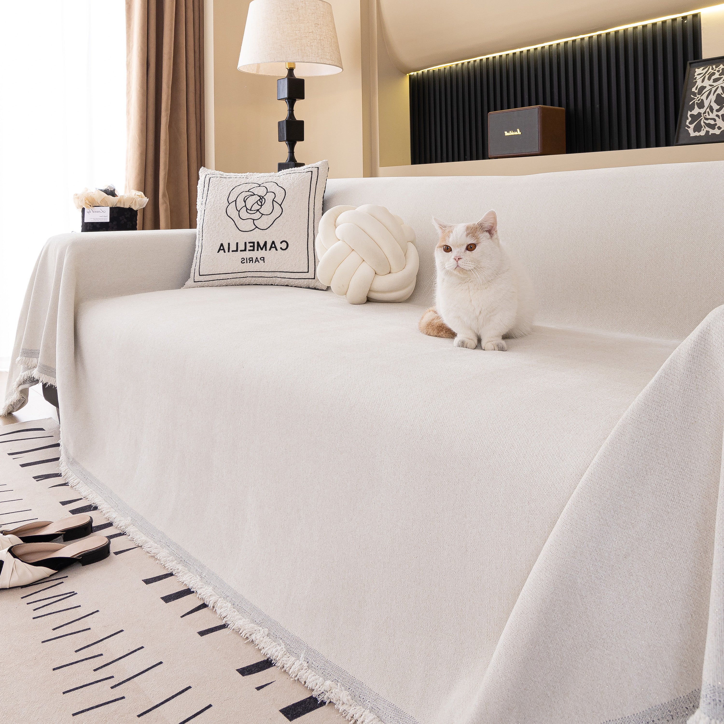 Solid Color Chenille Sofa Cover Blanket Furniture Covers For Sofas And Loveseats