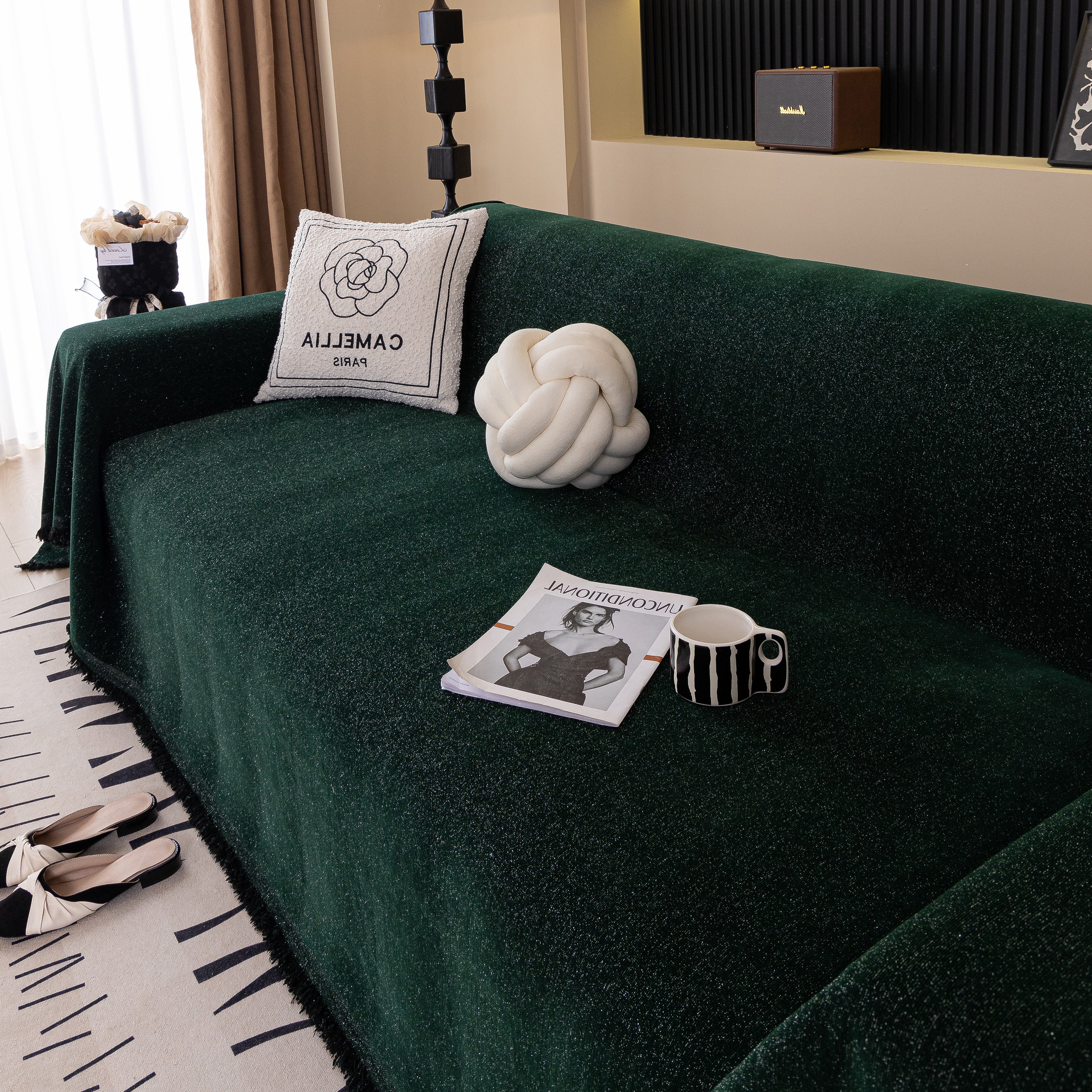 Solid Color Chenille Sofa Cover Blanket Furniture Covers For Sofas And Loveseats