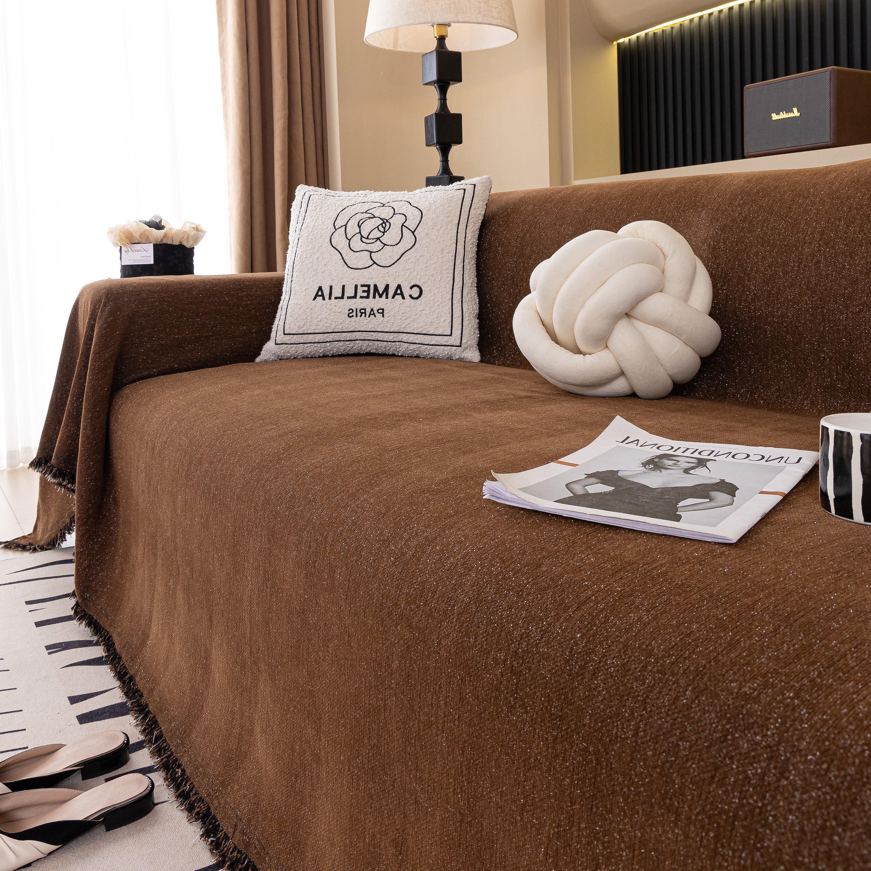 Solid Color Chenille Sofa Cover Blanket Furniture Covers For Sofas And Loveseats